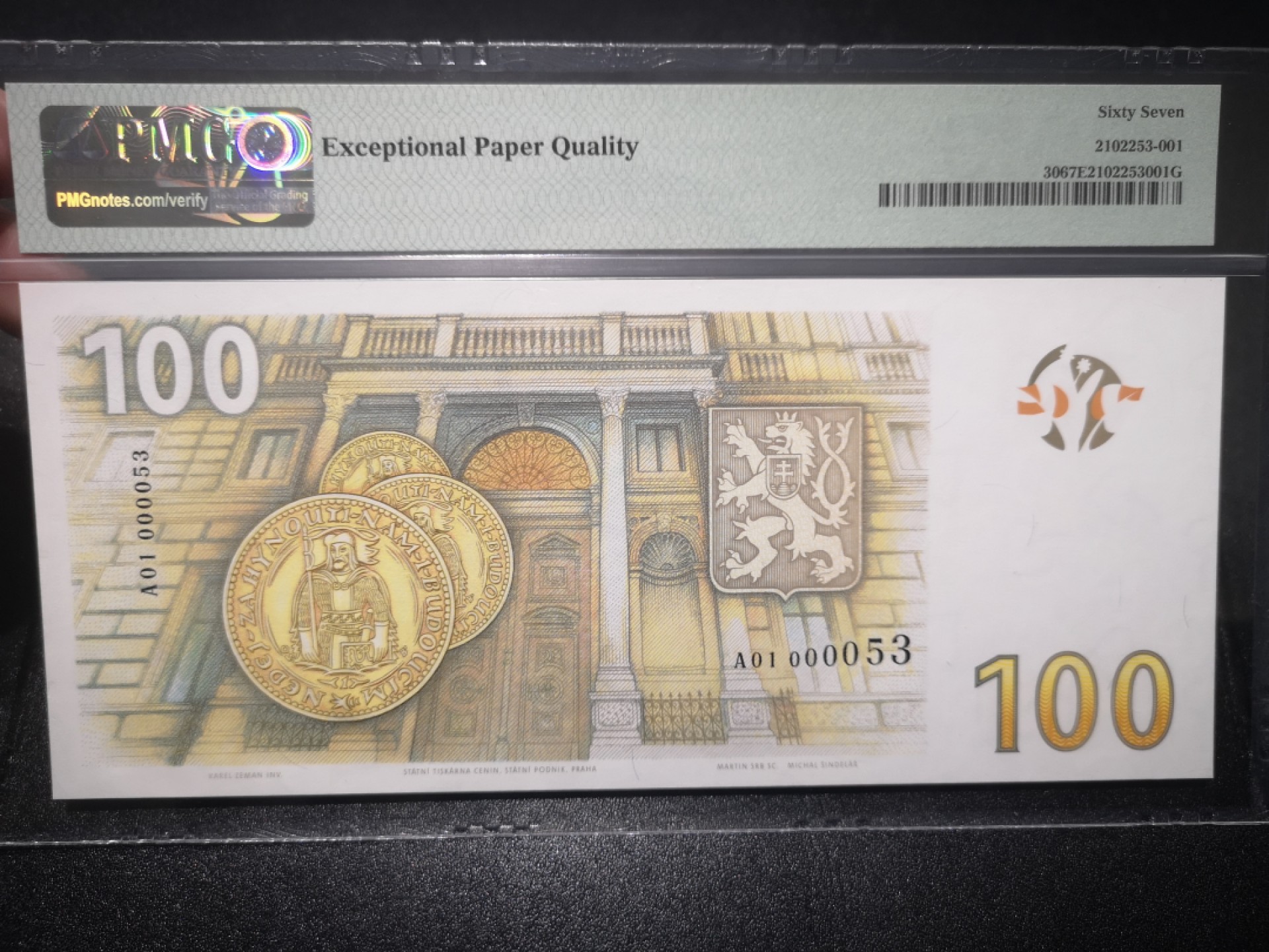 《外钞收藏家》第一百七十期拍卖（本期59件） 2019年100克朗 无47 冠军分 53号小号 PMG67 纪念钞