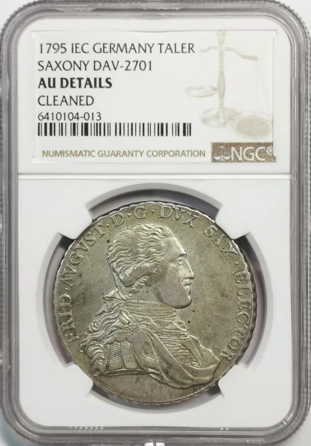 凡希社世界钱币微拍第一百九十一期 1795萨克森奥古斯特泰勒大银NGC-AUD