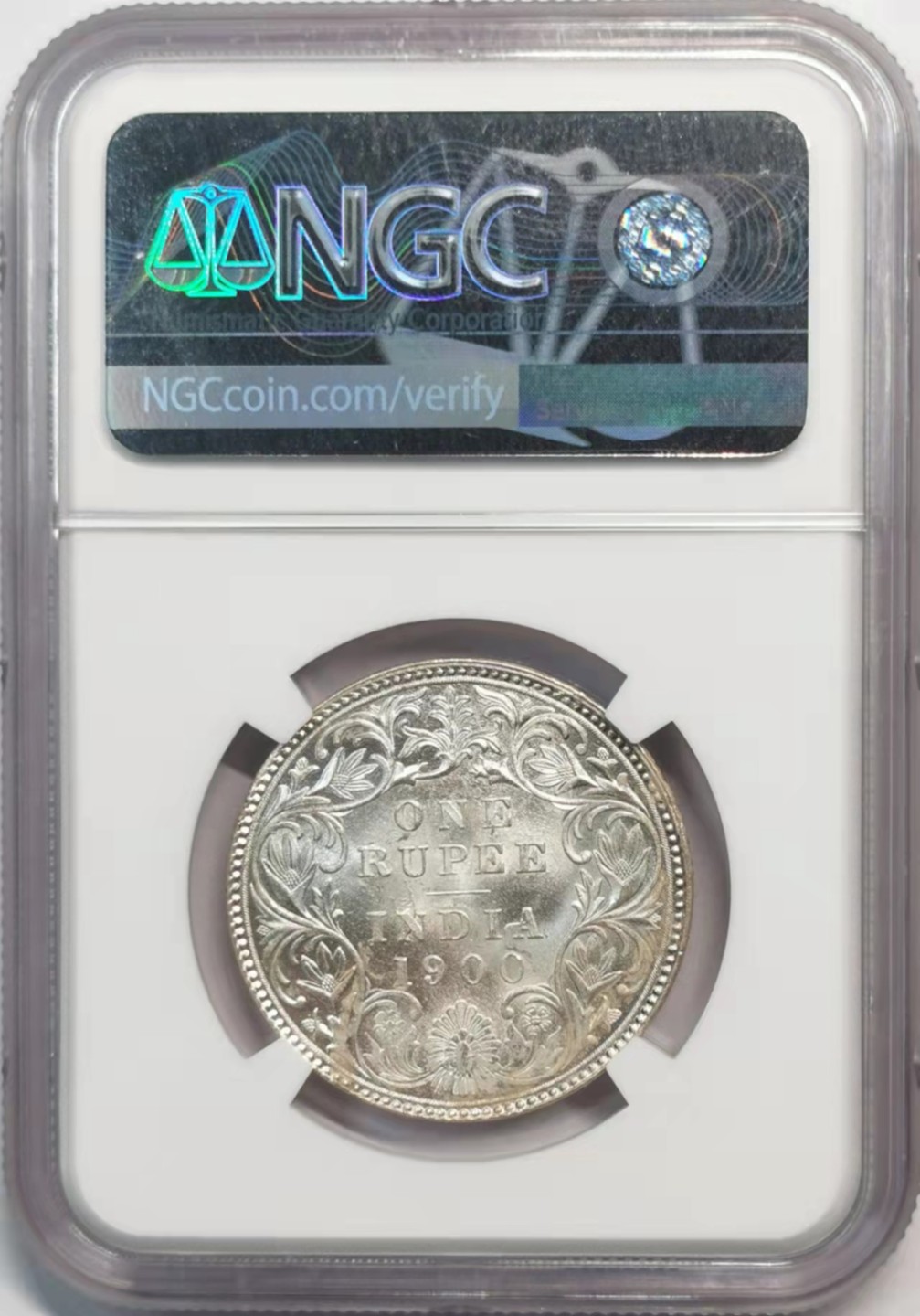 凡希社世界钱币微拍第一百九十一期 1900B英属印度小维卢比NGC-MS62银光品！