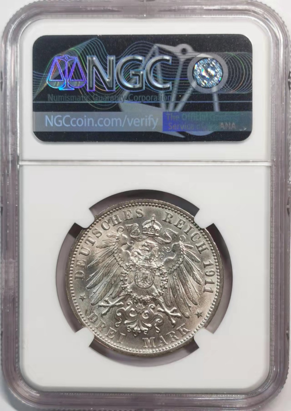 凡希社世界钱币微拍第一百九十一期 1911符腾堡3马克银币NGC-MS63
