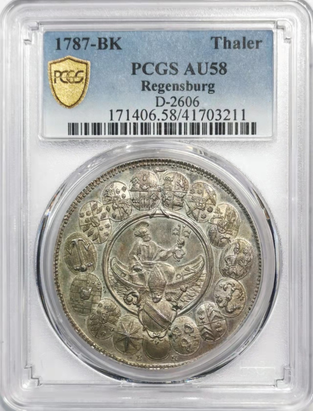 凡希社世界钱币微拍第一百九十一期 稀！1787KB雷根斯堡主教区缺位泰勒大银PCGS-AU58稀少一年型！
