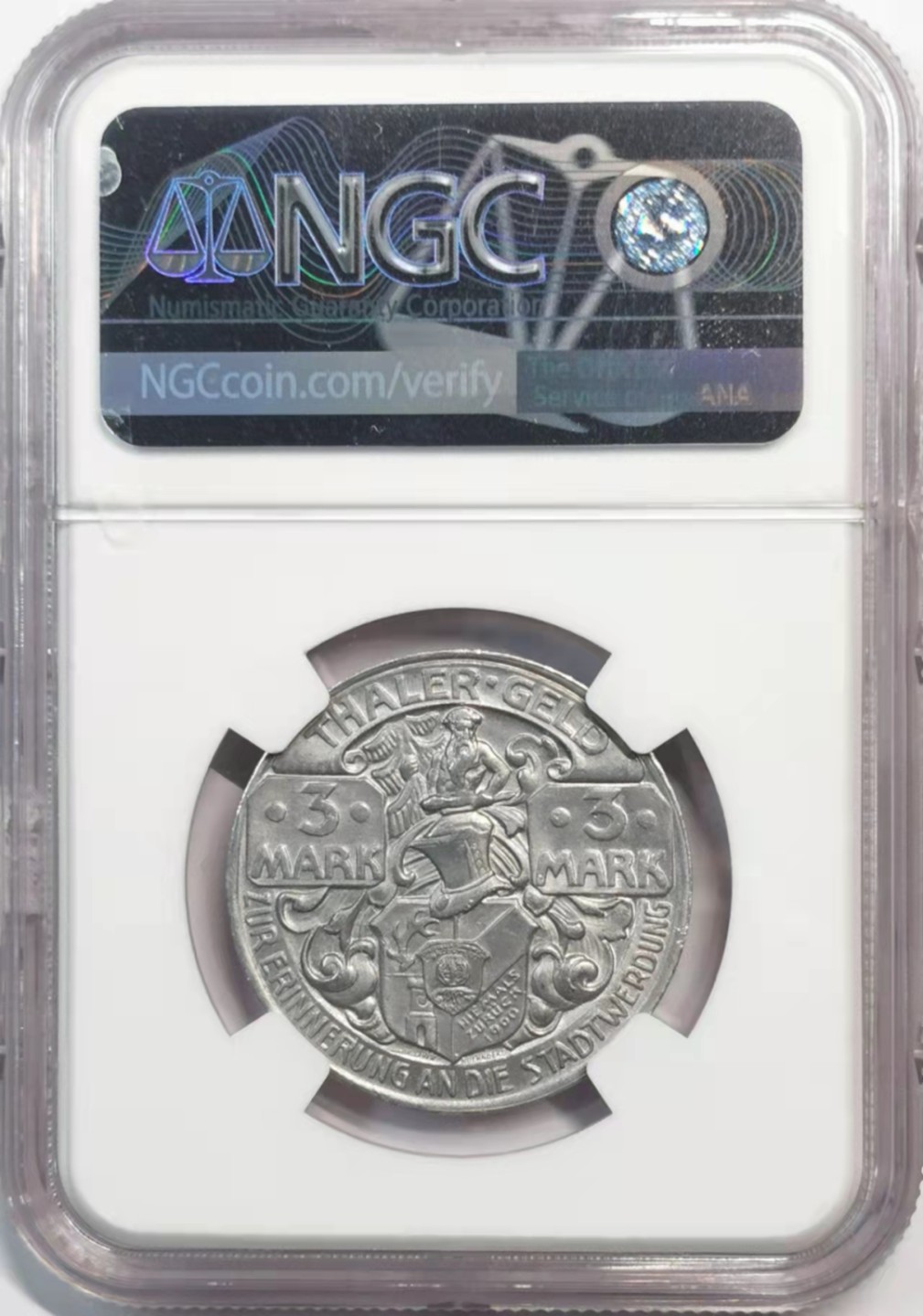 凡希社世界钱币微拍第一百九十一期 1921德国紧急状态马剑3马克NGC-MS64