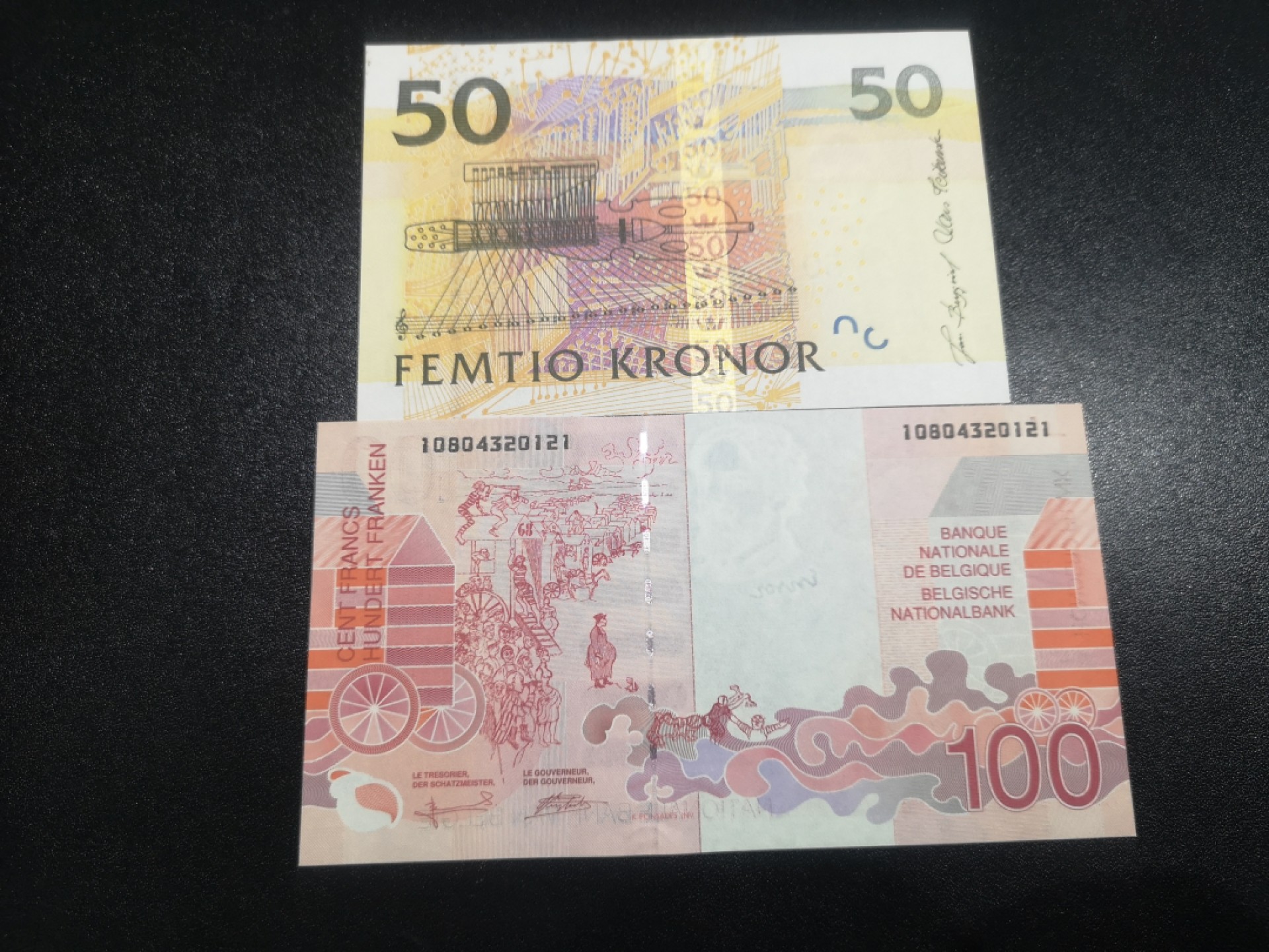 《外钞收藏家》第一百七十期拍卖（本期59件） 比利时100全新UNC、瑞典50克朗AU品相