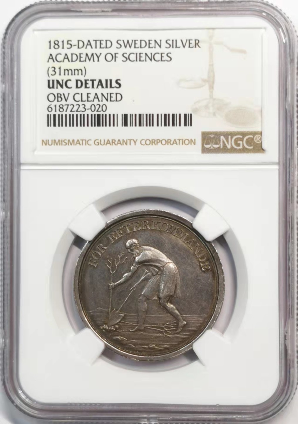凡希社世界钱币微拍第一百九十一期 1815瑞典科学院纪念银章NGC-UNCD