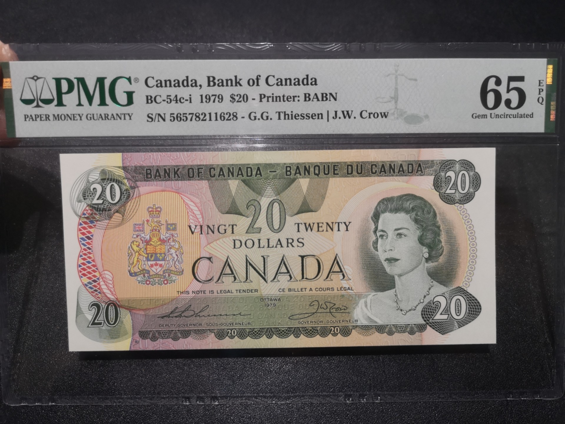 《外钞收藏家》第一百七十期拍卖（本期59件） 1979年加拿大20加元 PMG65