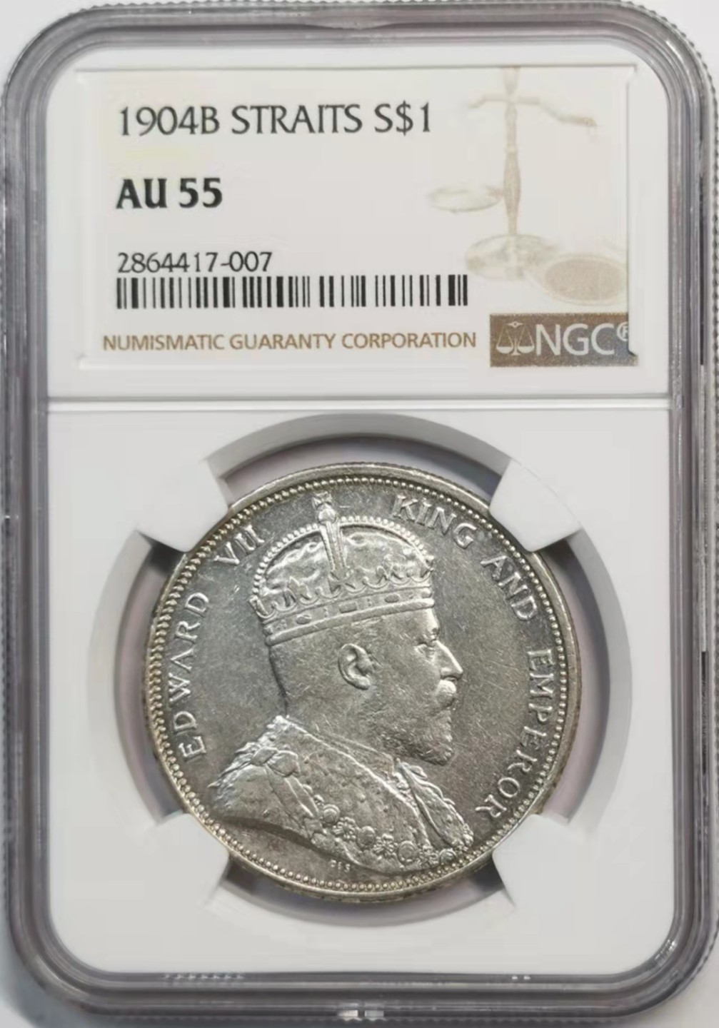 凡希社世界钱币微拍第一百九十一期 1904B英属海峡殖民地爱七壹元NGC-AU55