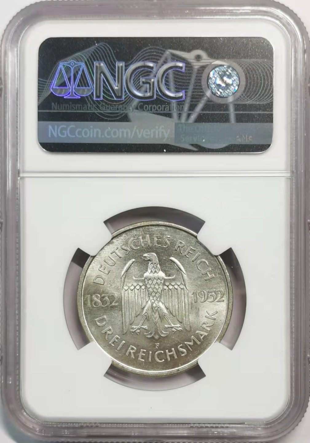凡希社世界钱币微拍第一百九十一期 1932J魏玛歌德3马克纪念银币NGC-MS62