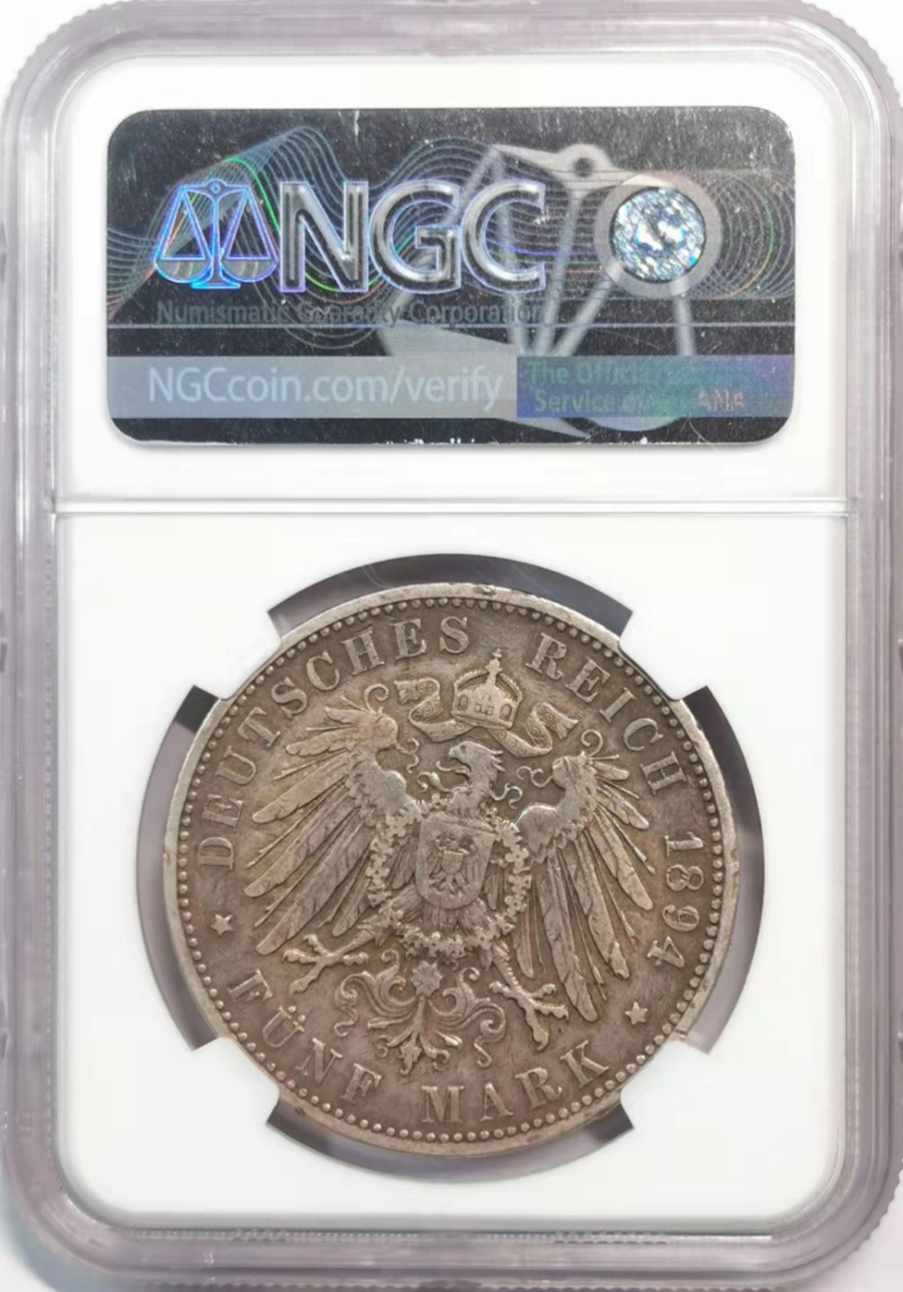 凡希社世界钱币微拍第一百九十一期 1894J汉堡5马克NGC-AU55