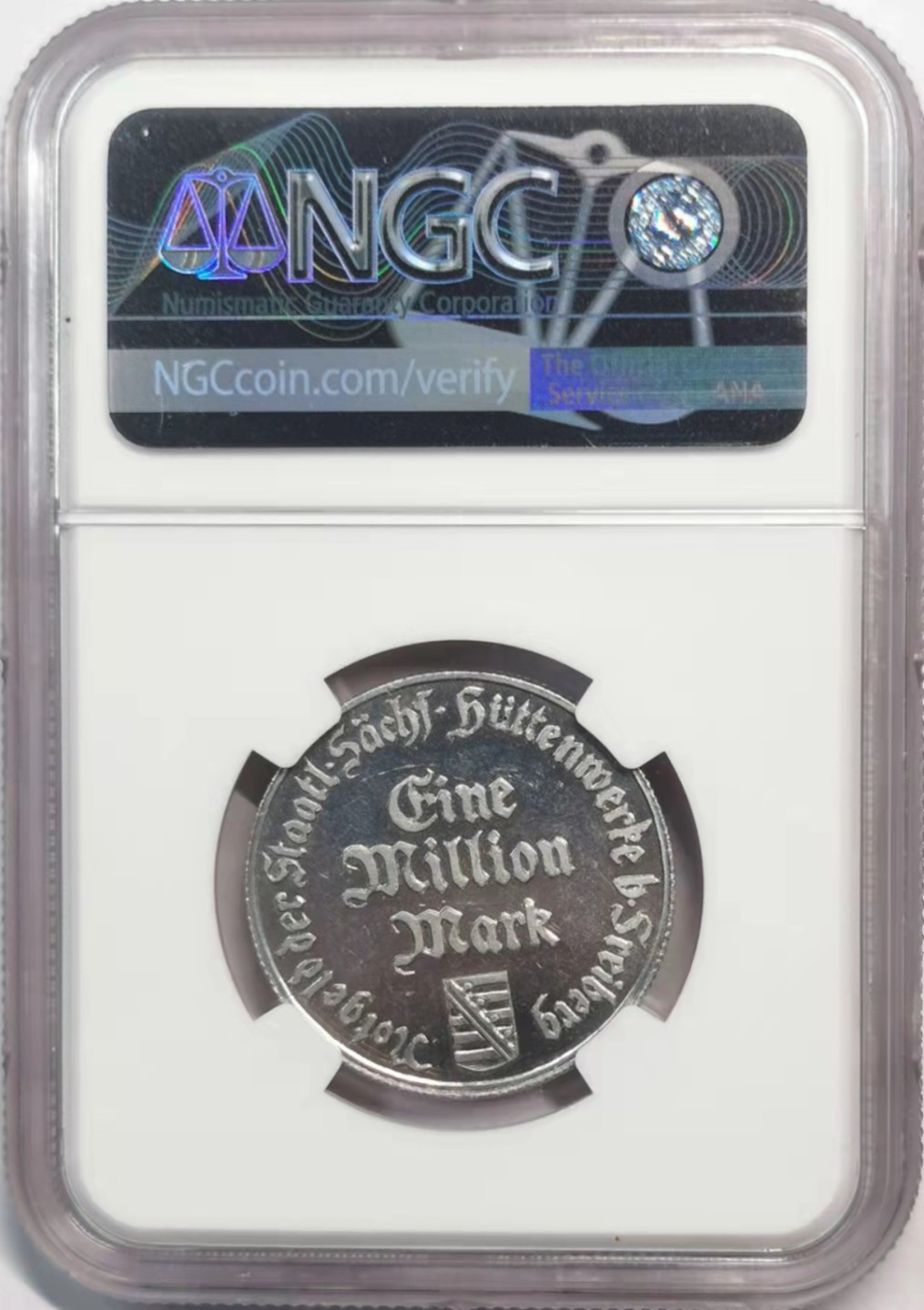 凡希社世界钱币微拍第一百九十一期 1923德国紧急状态1百万马克NGC-MS63类镜面！