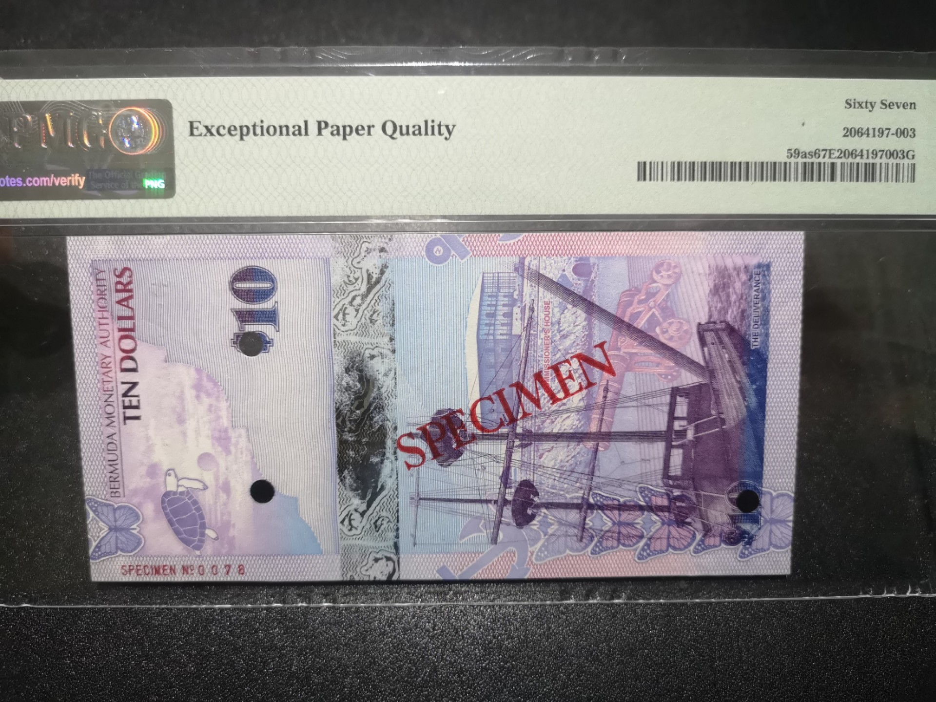 《外钞收藏家》第一百七十期拍卖（本期59件） 2009年百慕大10刀 PMG67 样钞