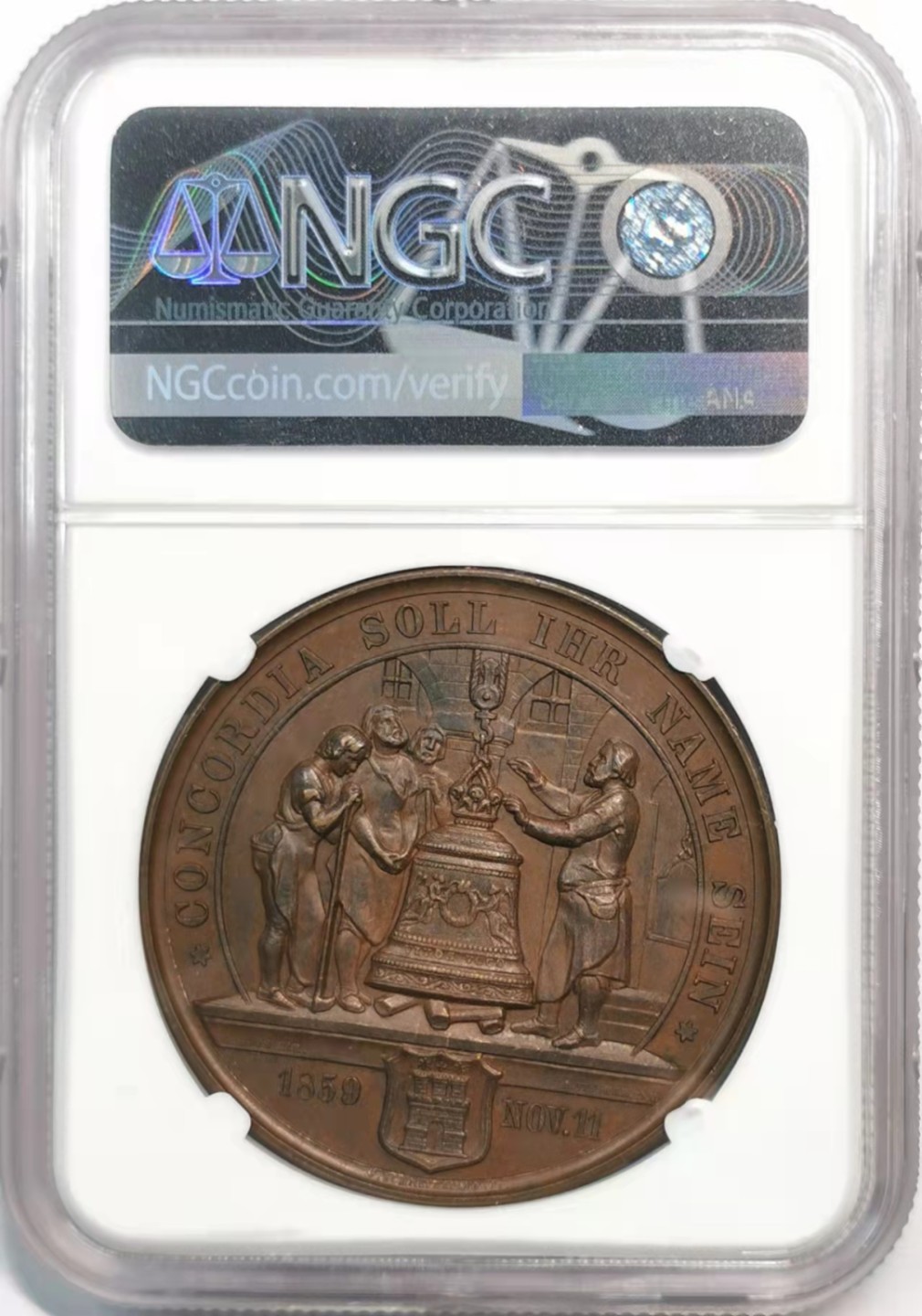 凡希社世界钱币微拍第一百九十一期 1859德国席勒纪念铜章NGC-UNCD