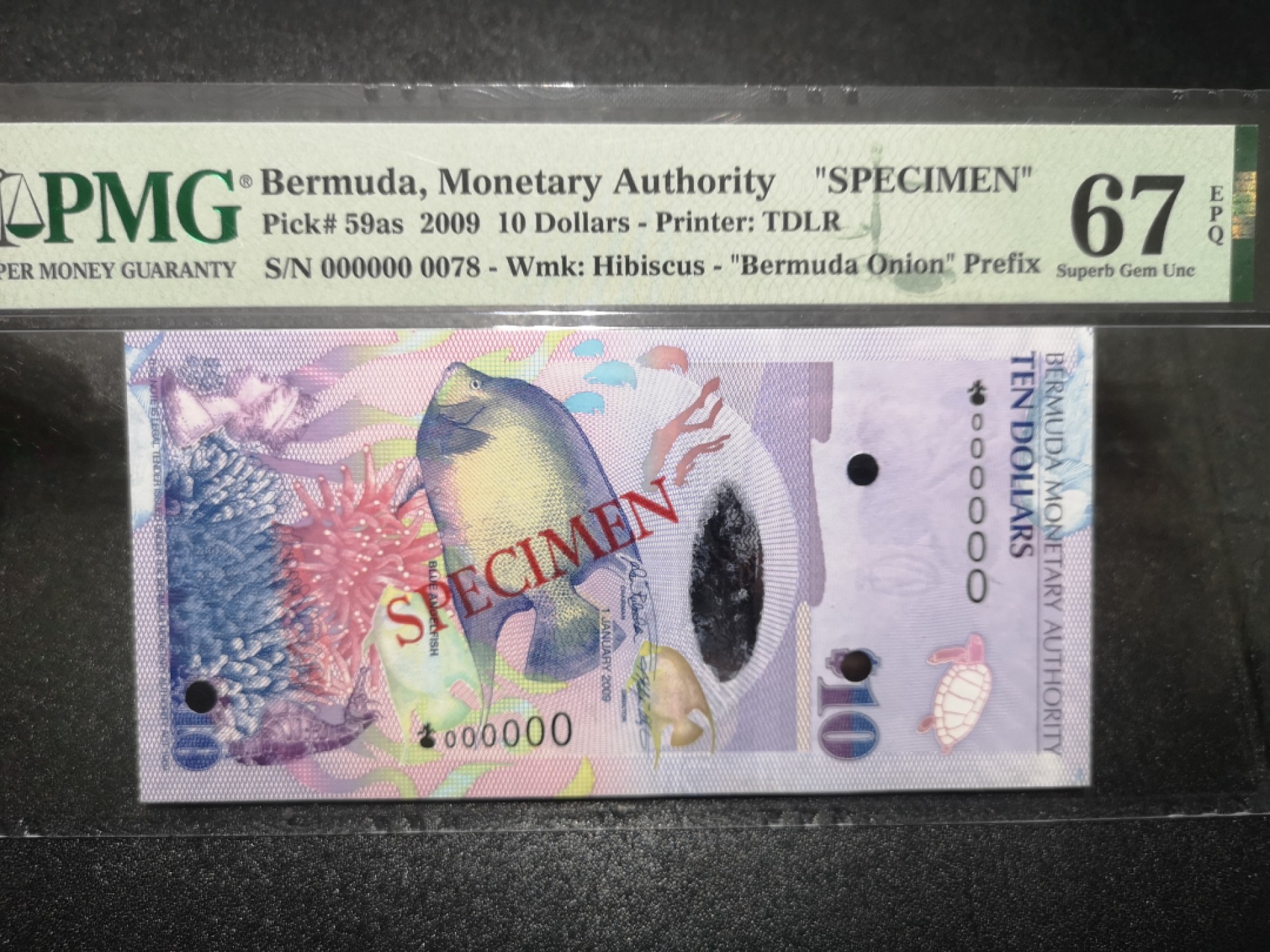 《外钞收藏家》第一百七十期拍卖（本期59件） 2009年百慕大10刀 PMG67 样钞