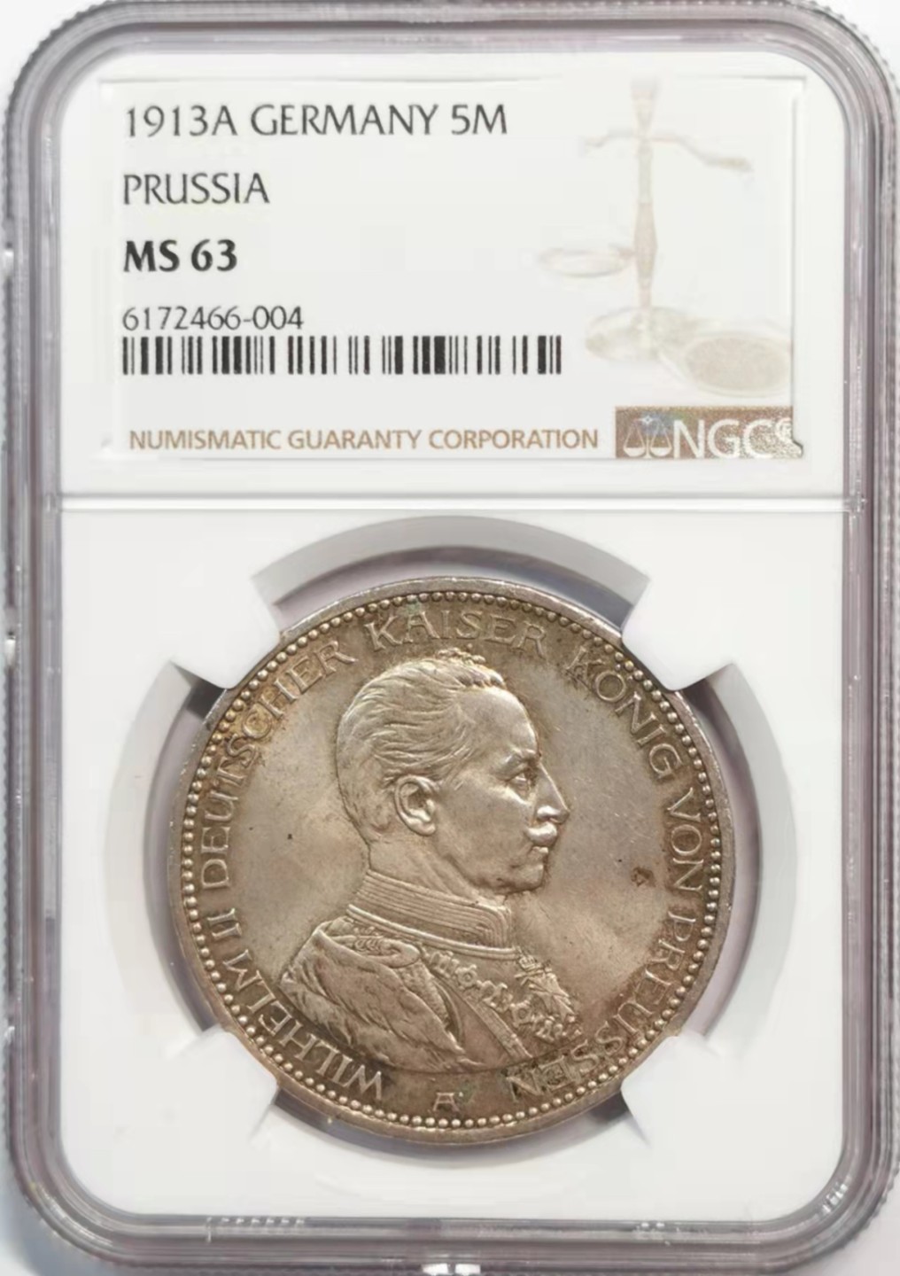 凡希社世界钱币微拍第一百九十一期 1913普鲁士5马克NGC-MS63