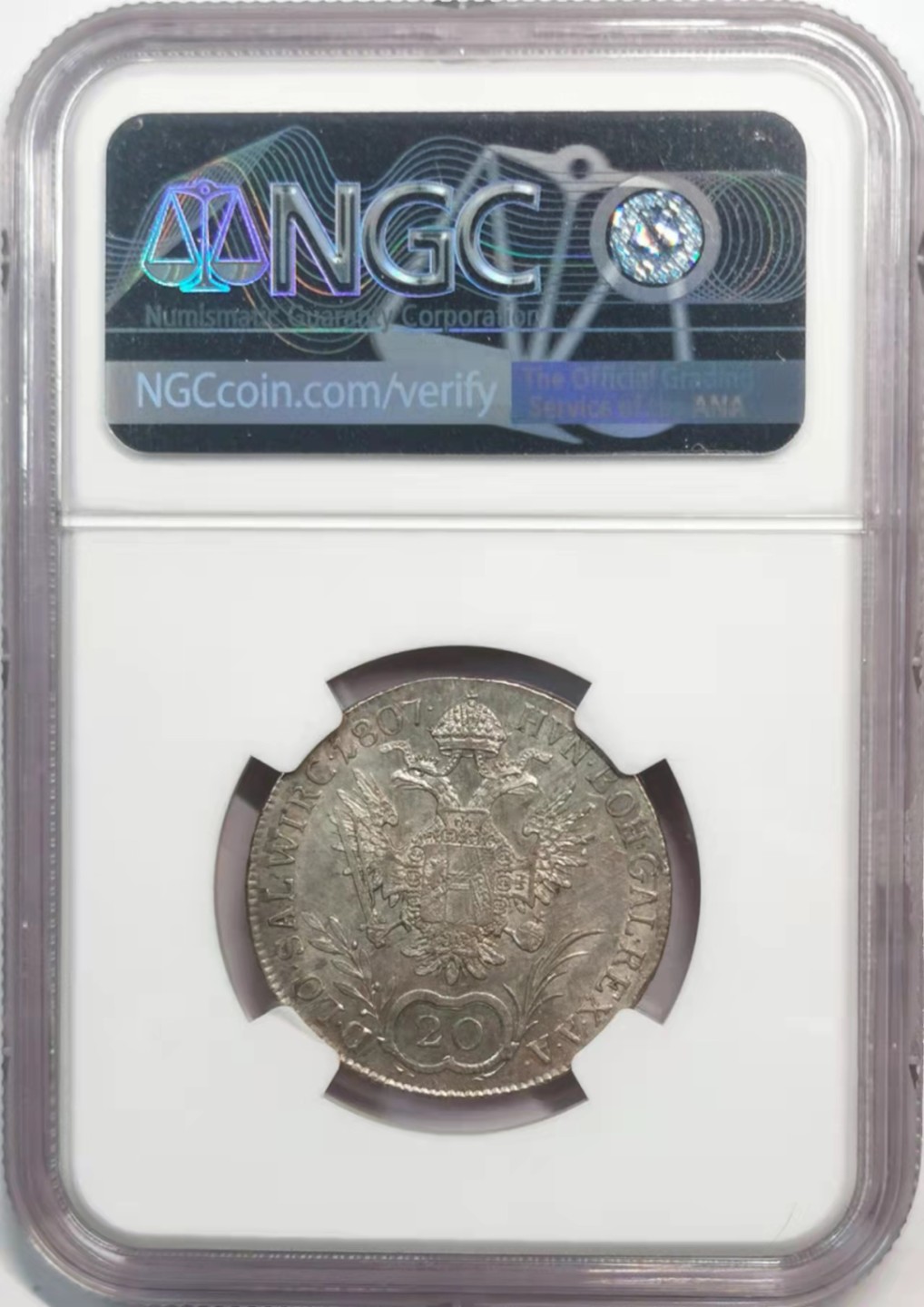 凡希社世界钱币微拍第一百九十一期 1804奥地利佛朗茨一世20K银辅币NGC-AU58