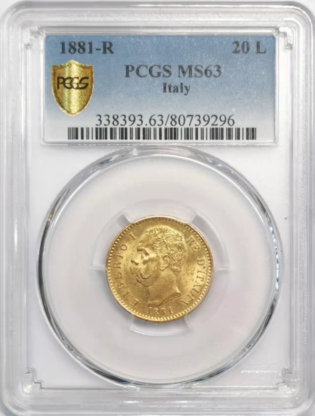 凡希社世界钱币微拍第一百九十一期 1881R意大利翁贝托20里拉金币PCGS-MS63