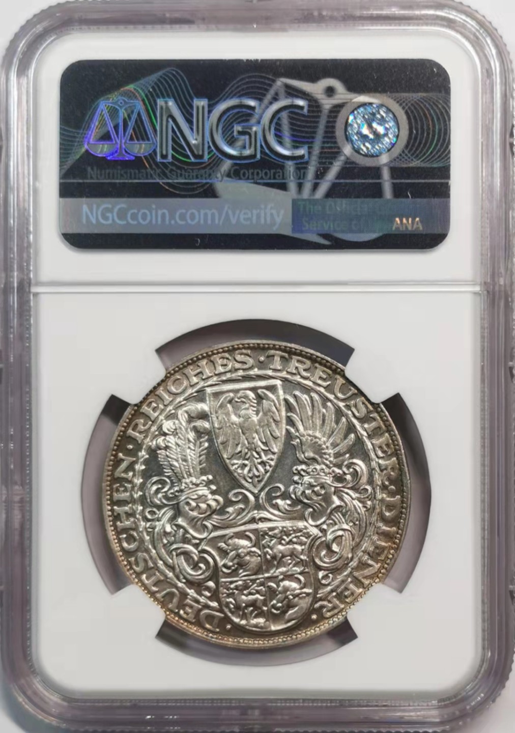 凡希社世界钱币微拍第一百九十一期 1927D兴登堡诞辰80周年纪念银章NGC-MS63