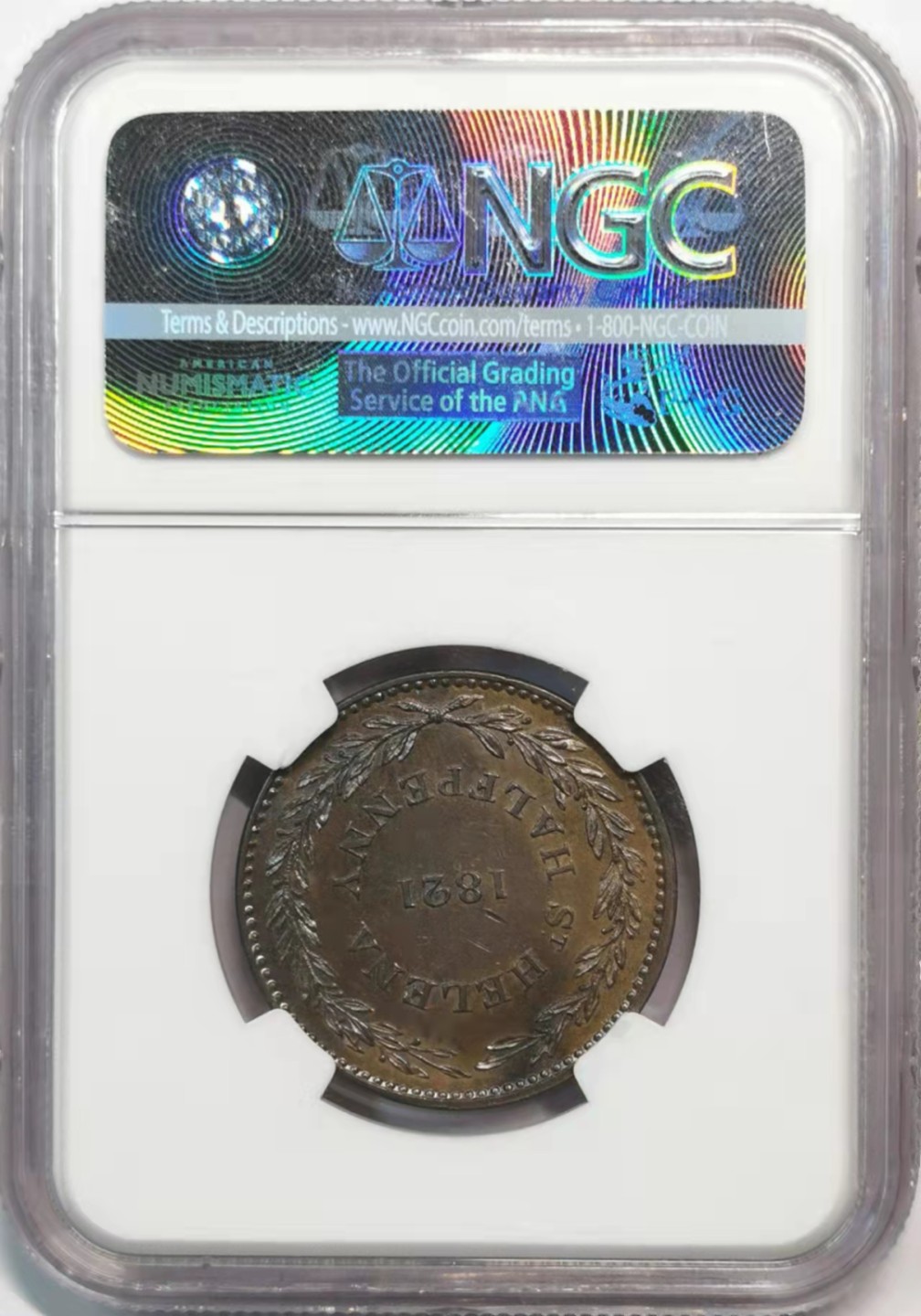 凡希社世界钱币微拍第一百九十一期 1821圣赫勒那1/2便士铜币NGC-MS63