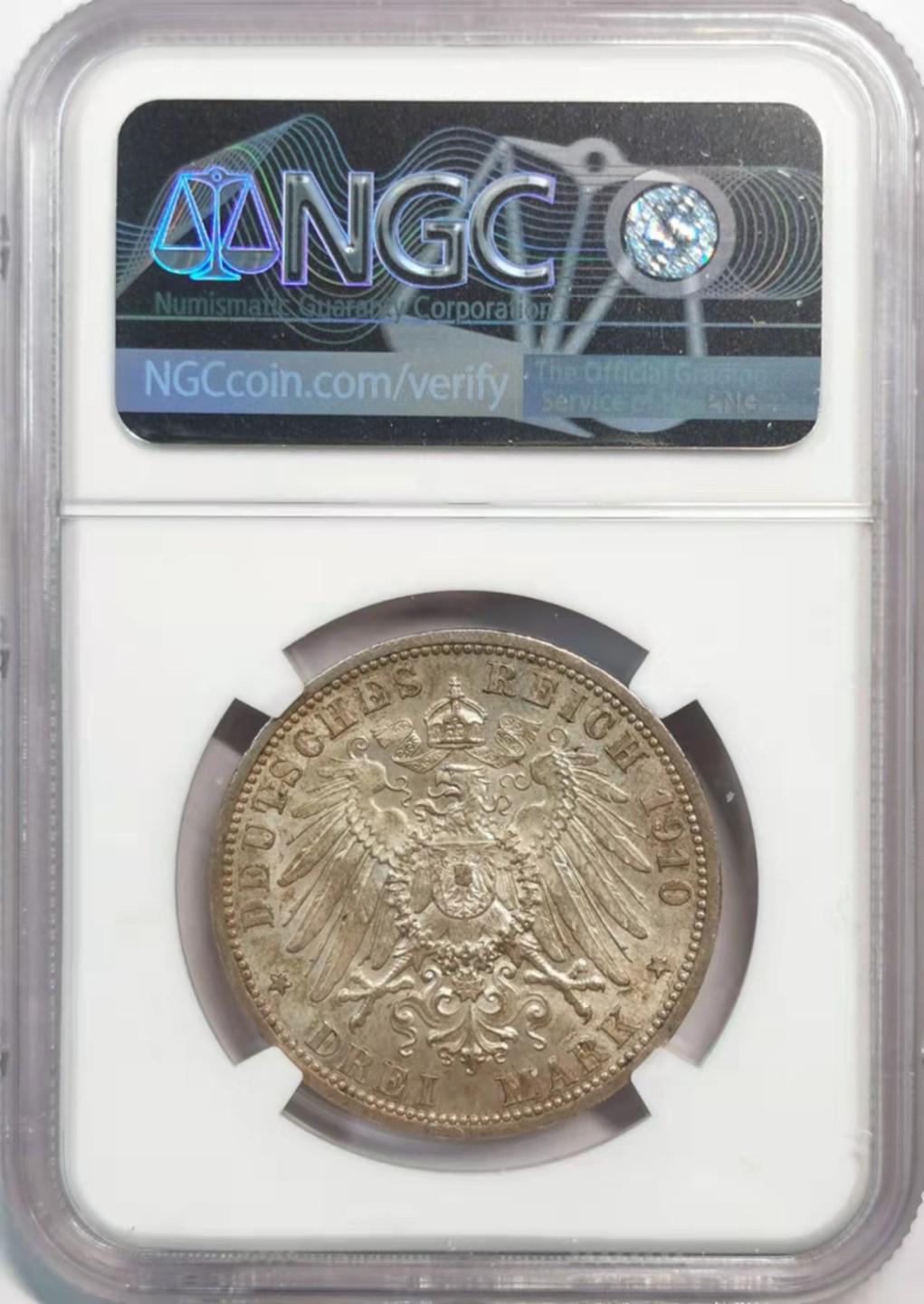 凡希社世界钱币微拍第一百九十一期 1910萨克森魏玛爱森纳赫3马克NGC-MS61