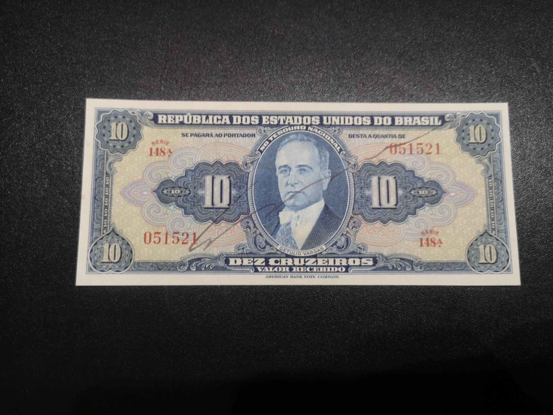 《外钞收藏家》第一百七十期拍卖（本期59件） 巴西10克鲁塞罗 手签版 AU品相（美钞公司版）