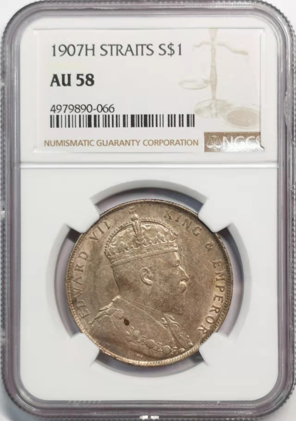 凡希社世界钱币微拍第一百九十一期 1907H英属海峡殖民地壹元NGC-AU58原味品！