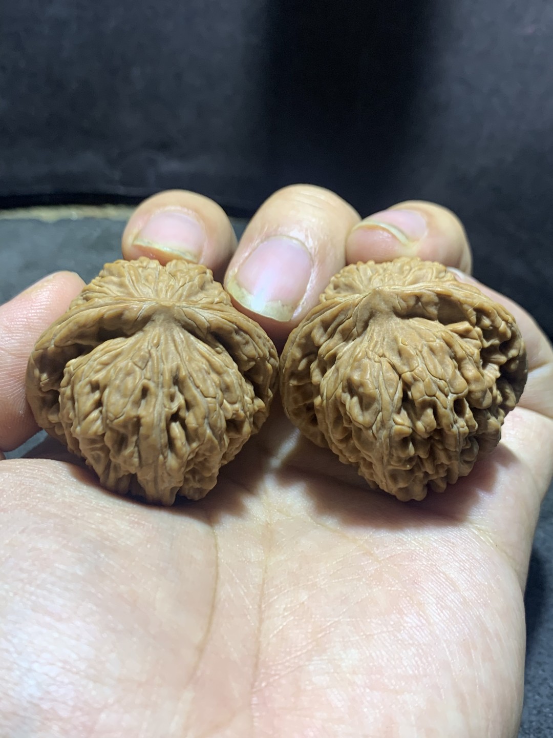 天然山地楼，四座楼狮子头文玩核桃涞水麻核桃一对，