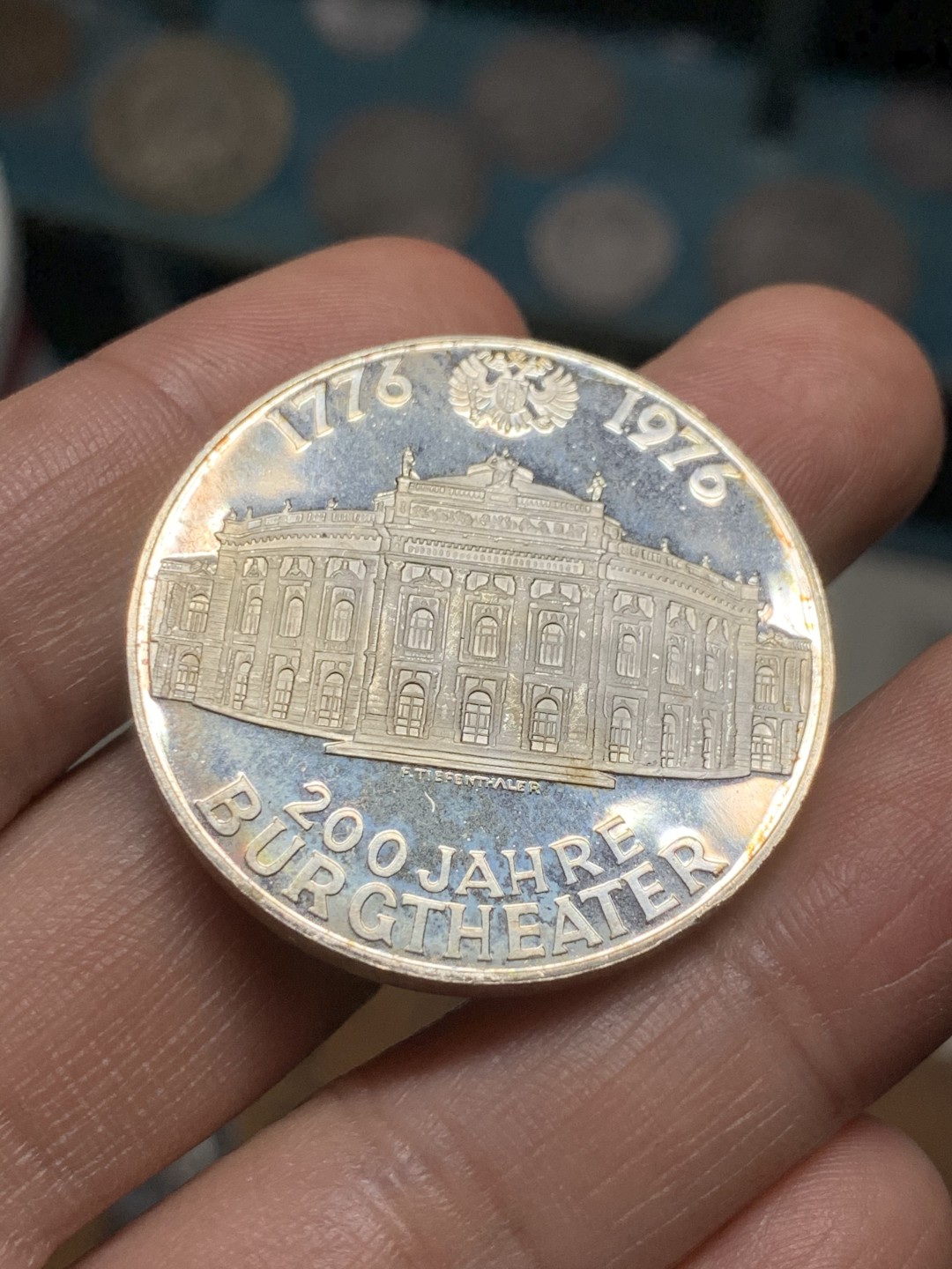 《竞宝斋》第38场-本周一 （全场顺丰包邮） 奥地利共和国 1976年 100先令 精制大银币 布尔格大剧院200周年纪念 24克