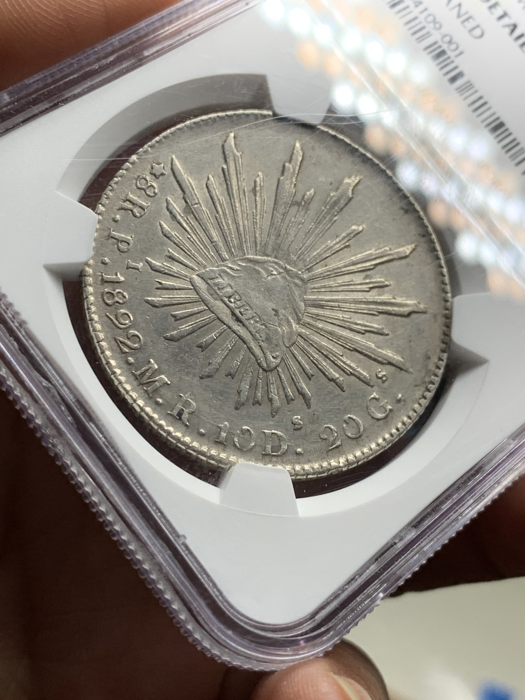 《竞宝斋》第38场-本周一 （全场顺丰包邮） NGC-UNCD  1892 墨西哥鹰洋 8 里亚尔 波多西厂  原味地光