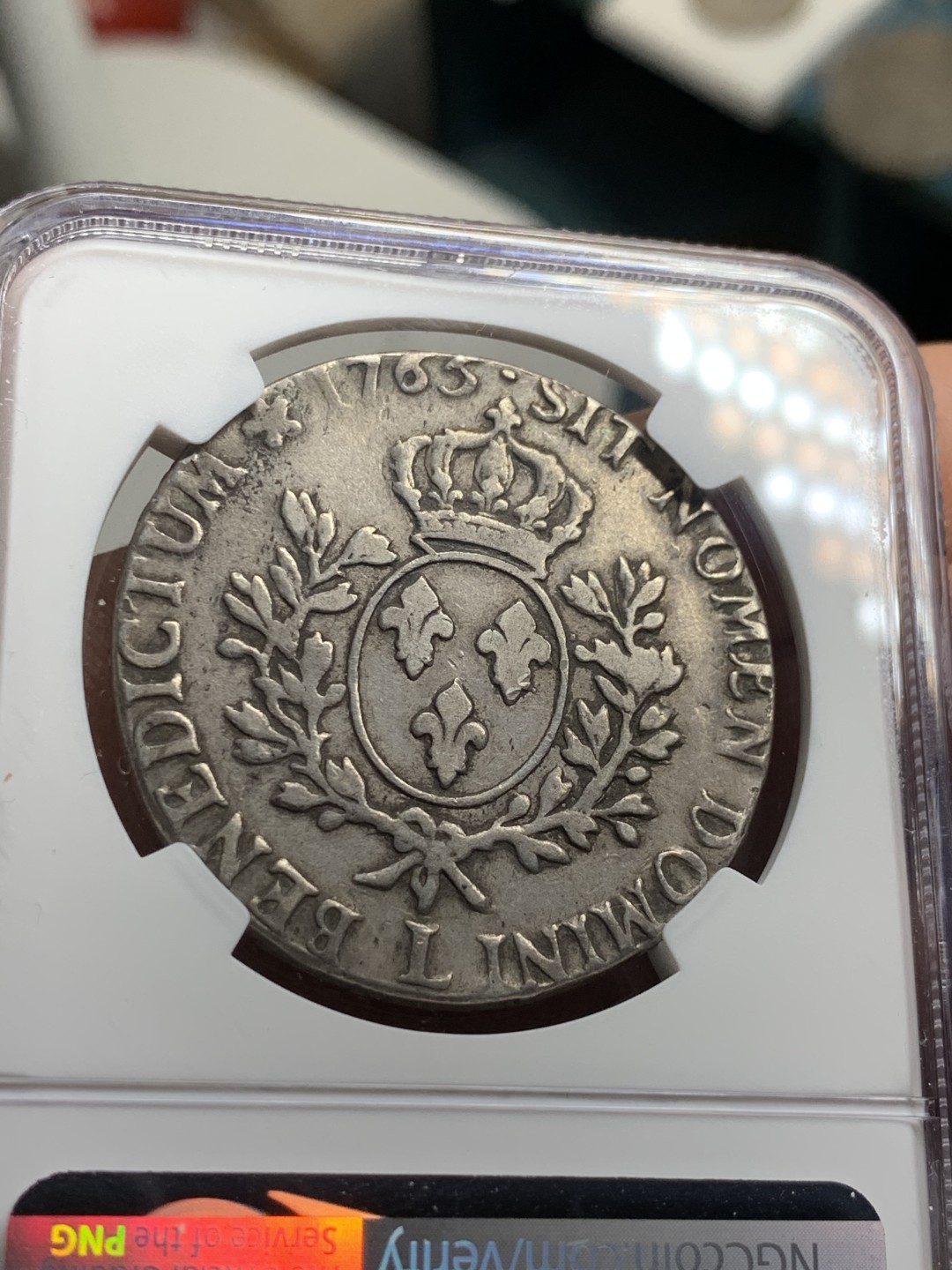 《竞宝斋》第38场-本周一 （全场顺丰包邮） NGC-VF 法国 1765-L年 路易十五 ECU 大银币 给分可惜