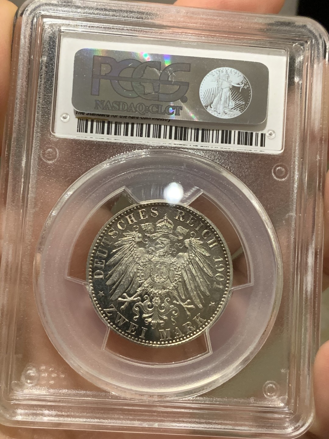 《竞宝斋》第38场-本周一 （全场顺丰包邮） 1901年 PCGS PR63CAM 德国普鲁士建邦200周年纪念2马克银币 ,镜面