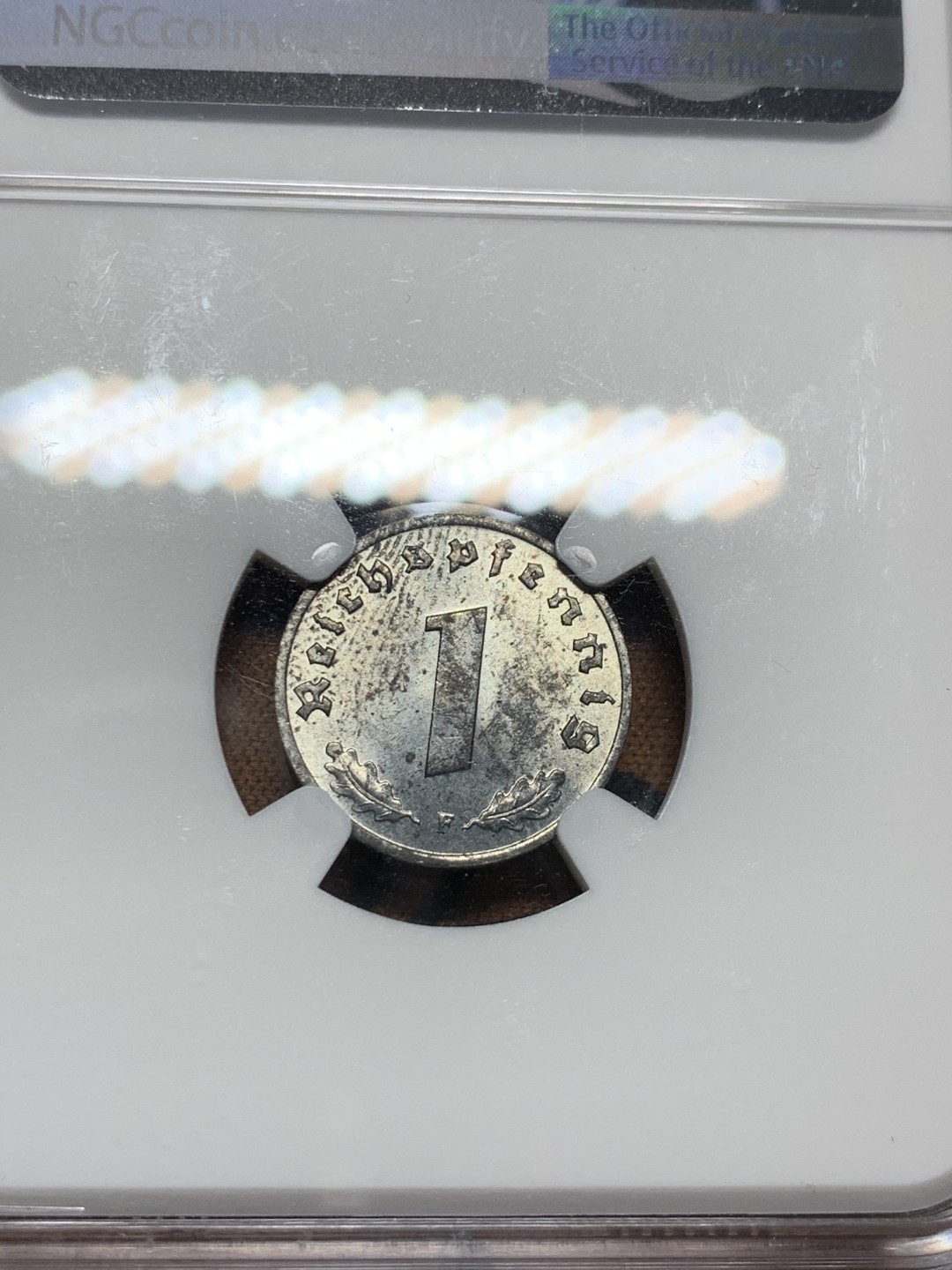 《竞宝斋》第38场-本周一 （全场顺丰包邮） NGC-MS62 德国 1943年F 1芬尼 锌币 锌币出分不易 完全未使用！