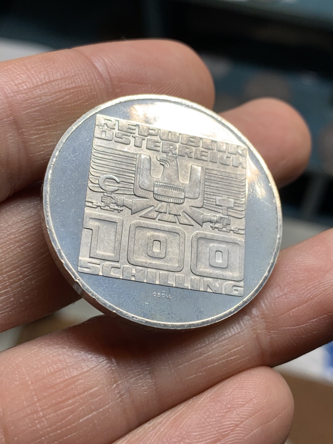 《竞宝斋》第38场-本周一 （全场顺丰包邮） 奥地利共和国 1978年 100先令 精制大银币 格蒙登建城700周年纪念   24克