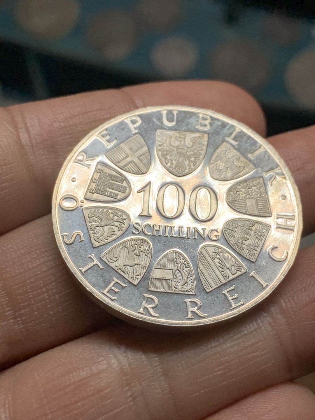 《竞宝斋》第38场-本周一 （全场顺丰包邮） 奥地利共和国 1976年 100先令 精制大银币 布尔格大剧院200周年纪念 24克