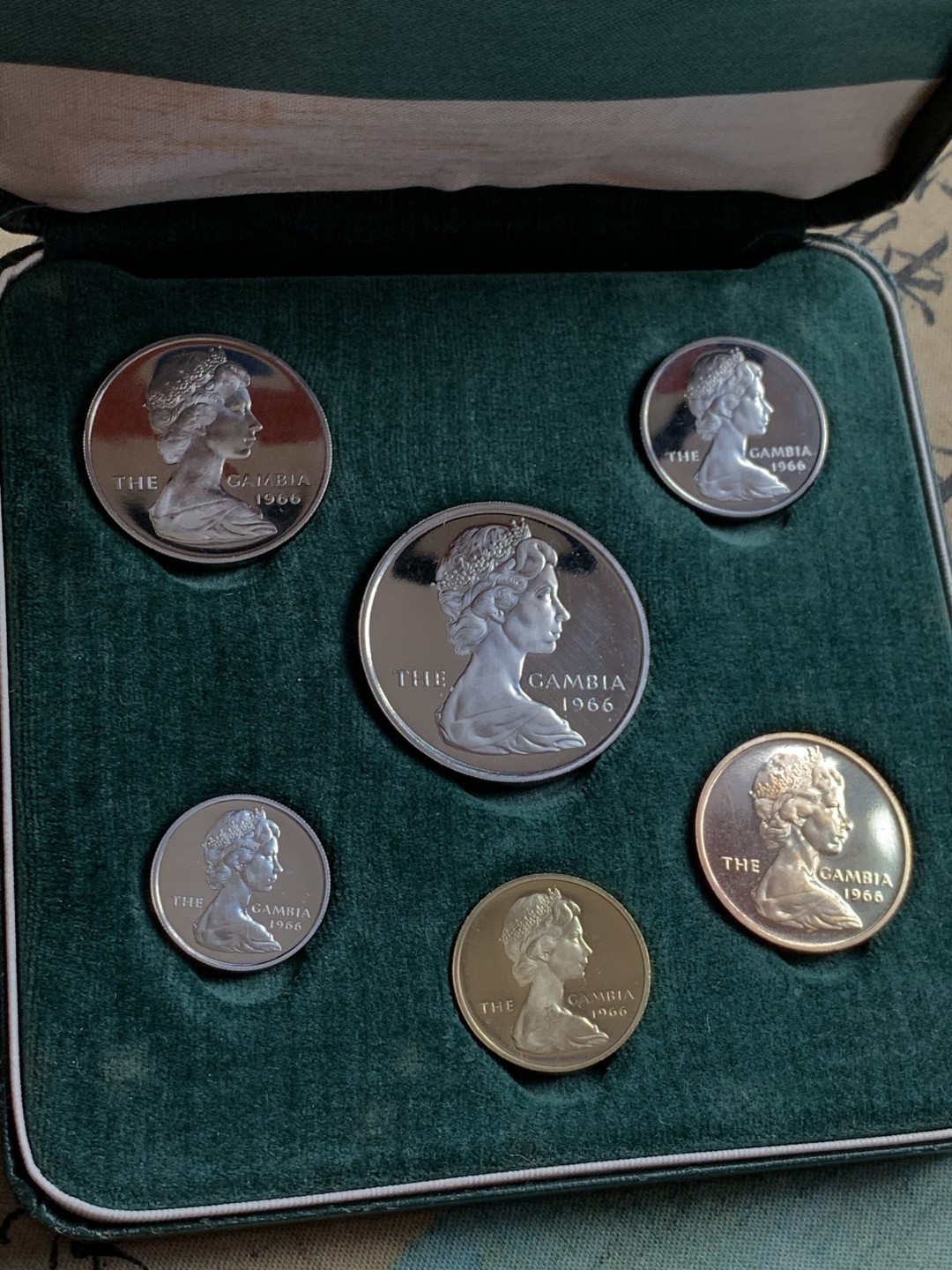 《竞宝斋》第38场-本周一 （全场顺丰包邮） 1966年 英属冈比亚动物版  6枚 精致套币