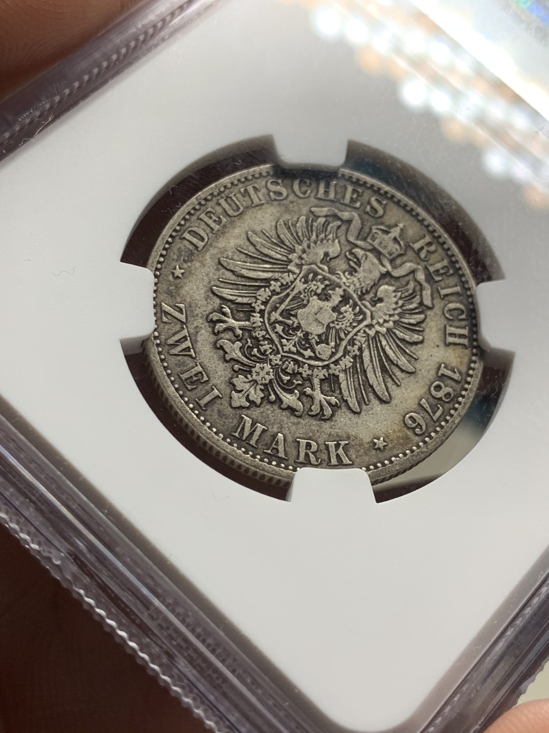 《竞宝斋》第38场-本周一 （全场顺丰包邮） 1876年 NGC XF40 德意志帝国梅克伦堡什未林公国弗里德里希弗兰茨2马克银币 极少见