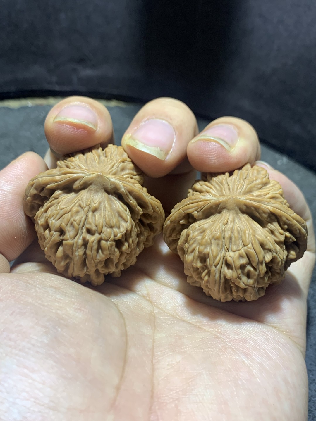 天然山地楼，四座楼狮子头文玩核桃涞水麻核桃一对，
