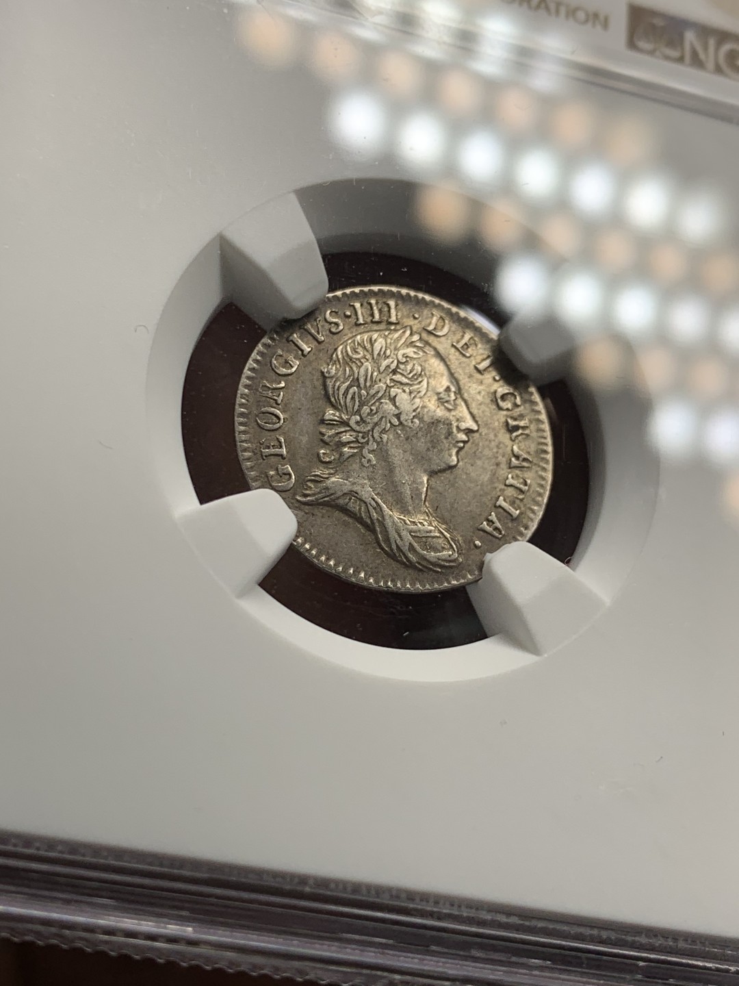 《竞宝斋》第38场-本周一 （全场顺丰包邮） NGC-AU53 英国 1762年 乔治三世 三便士 原味洗脚币 给分不容易