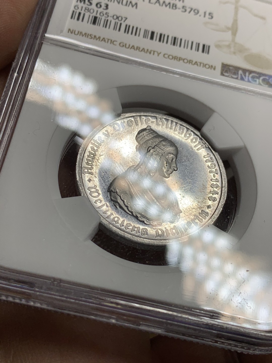《竞宝斋》第38场-本周一 （全场顺丰包邮） NGC-MS63 德国魏玛共和国 1923年 女人像 50马克 铝币 这品种入盒的还是很少的