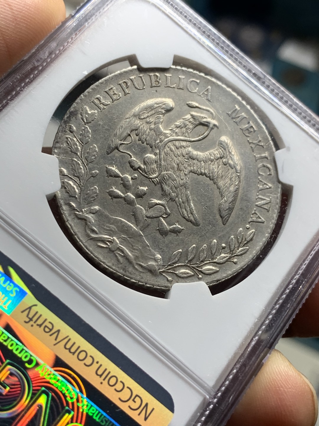 《竞宝斋》第38场-本周一 （全场顺丰包邮） NGC-UNCD  1892 墨西哥鹰洋 8 里亚尔 波多西厂  原味地光