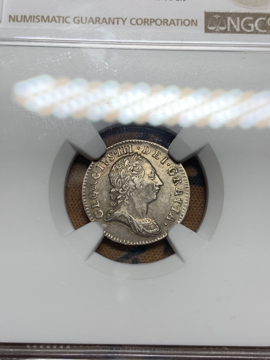 《竞宝斋》第38场-本周一 （全场顺丰包邮） NGC-AU53 英国 1762年 乔治三世 三便士 原味洗脚币 给分不容易