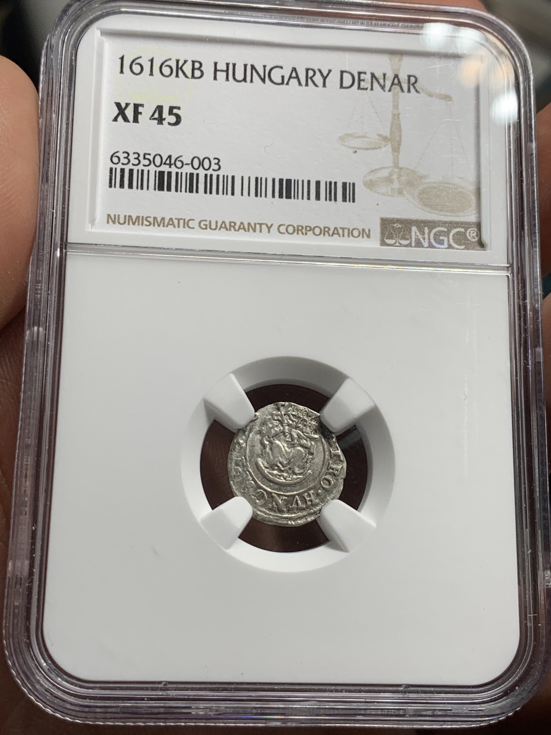 《竞宝斋》第38场-本周一 （全场顺丰包邮） ngc xf45 神罗匈牙利1616年圣母抱婴1第纳尔打制银币