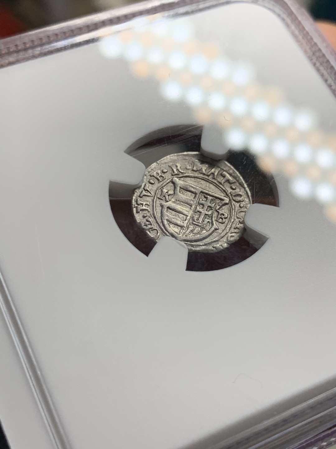 《竞宝斋》第38场-本周一 （全场顺丰包邮） ngc xf45 神罗匈牙利1616年圣母抱婴1第纳尔打制银币