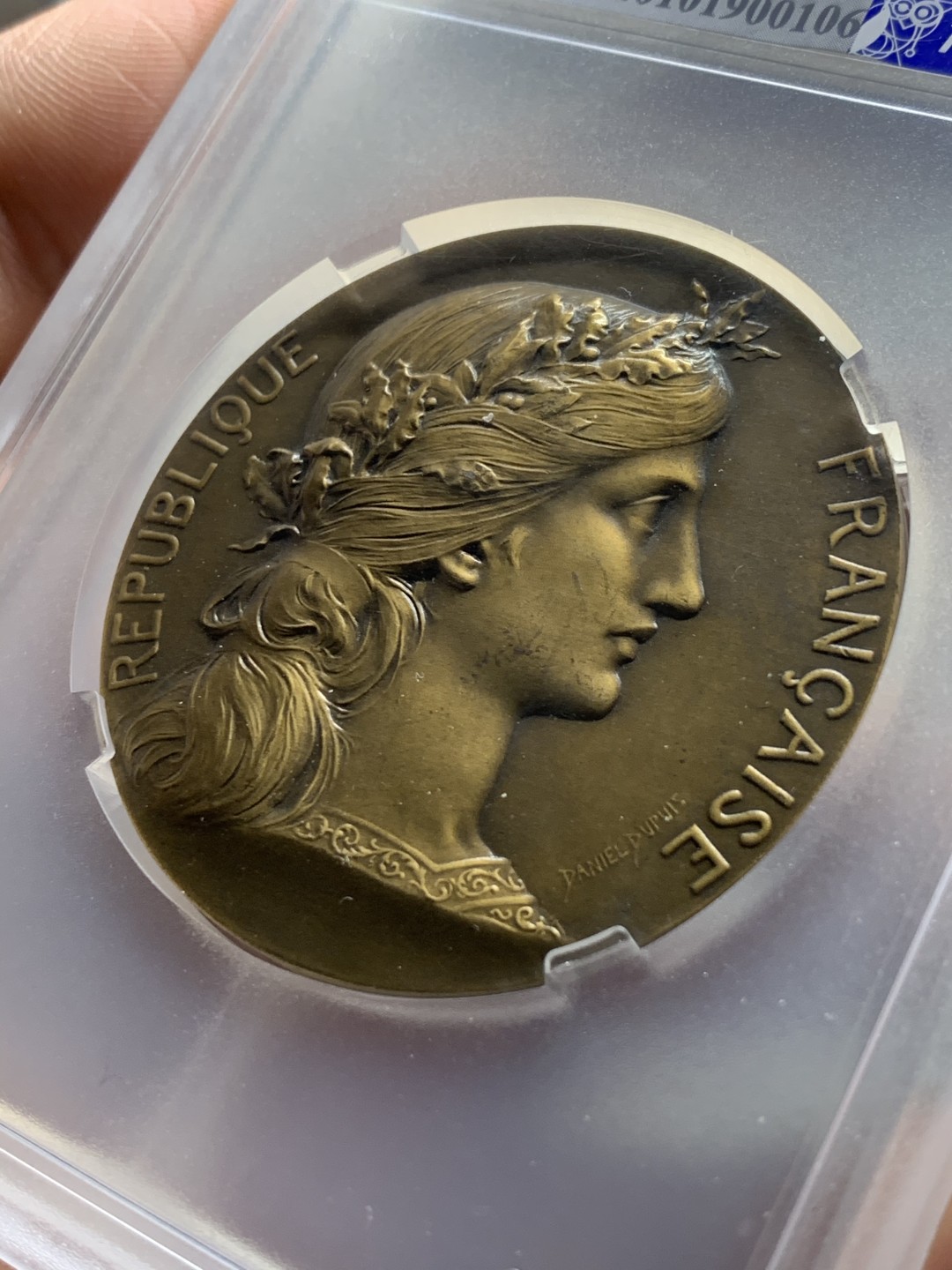 《竞宝斋》第38场-本周一 （全场顺丰包邮） 法国 19世纪末 玛丽安娜 射击节 奖章 50.2mm直径  58.8克 大规格 好细节