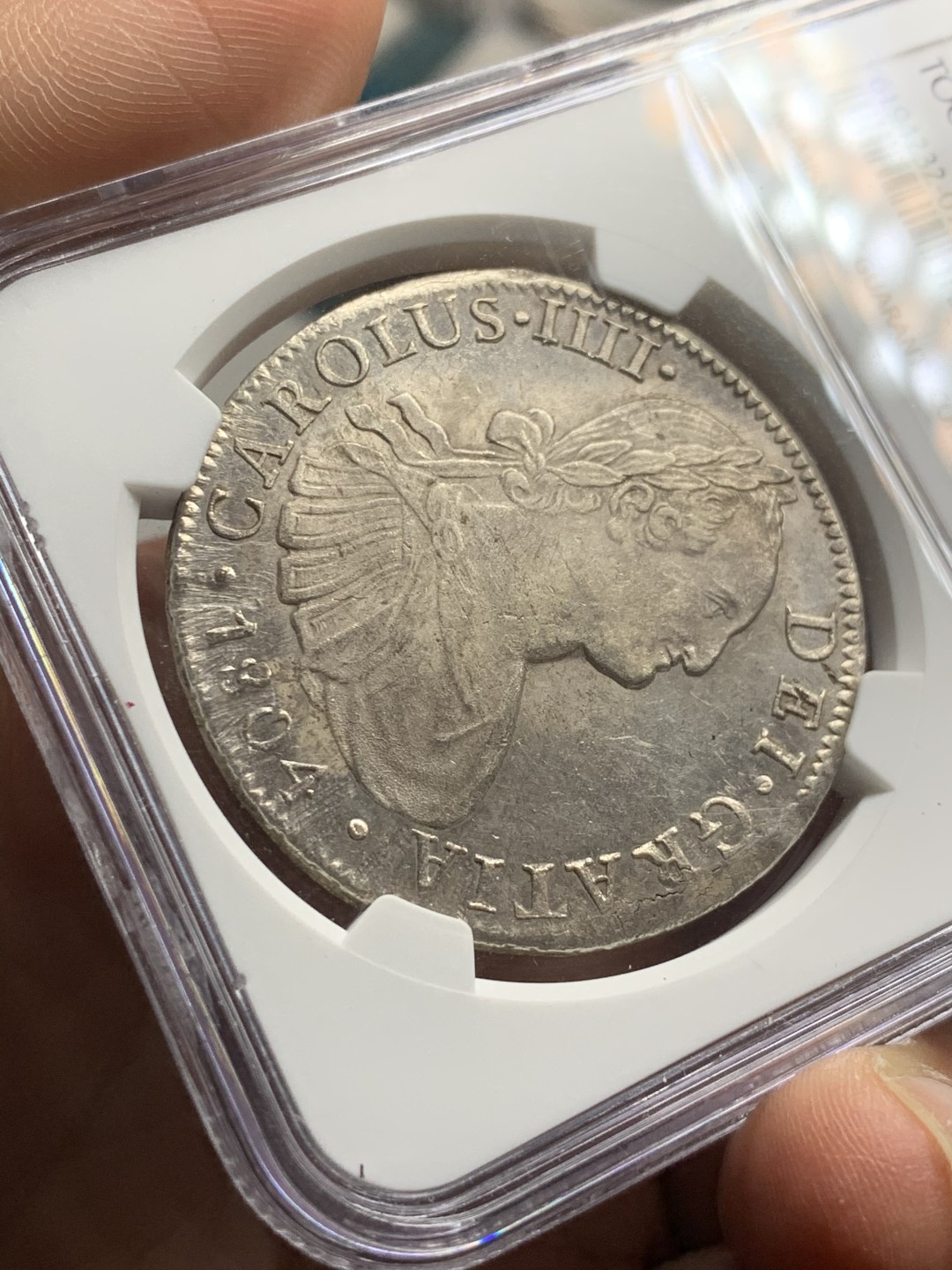 《竞宝斋》第38场-本周一 （全场顺丰包邮） NGC-UNCD 墨西哥  卡洛斯四世 1804  8 里亚尔 原味高光 十分难得 性价比最高