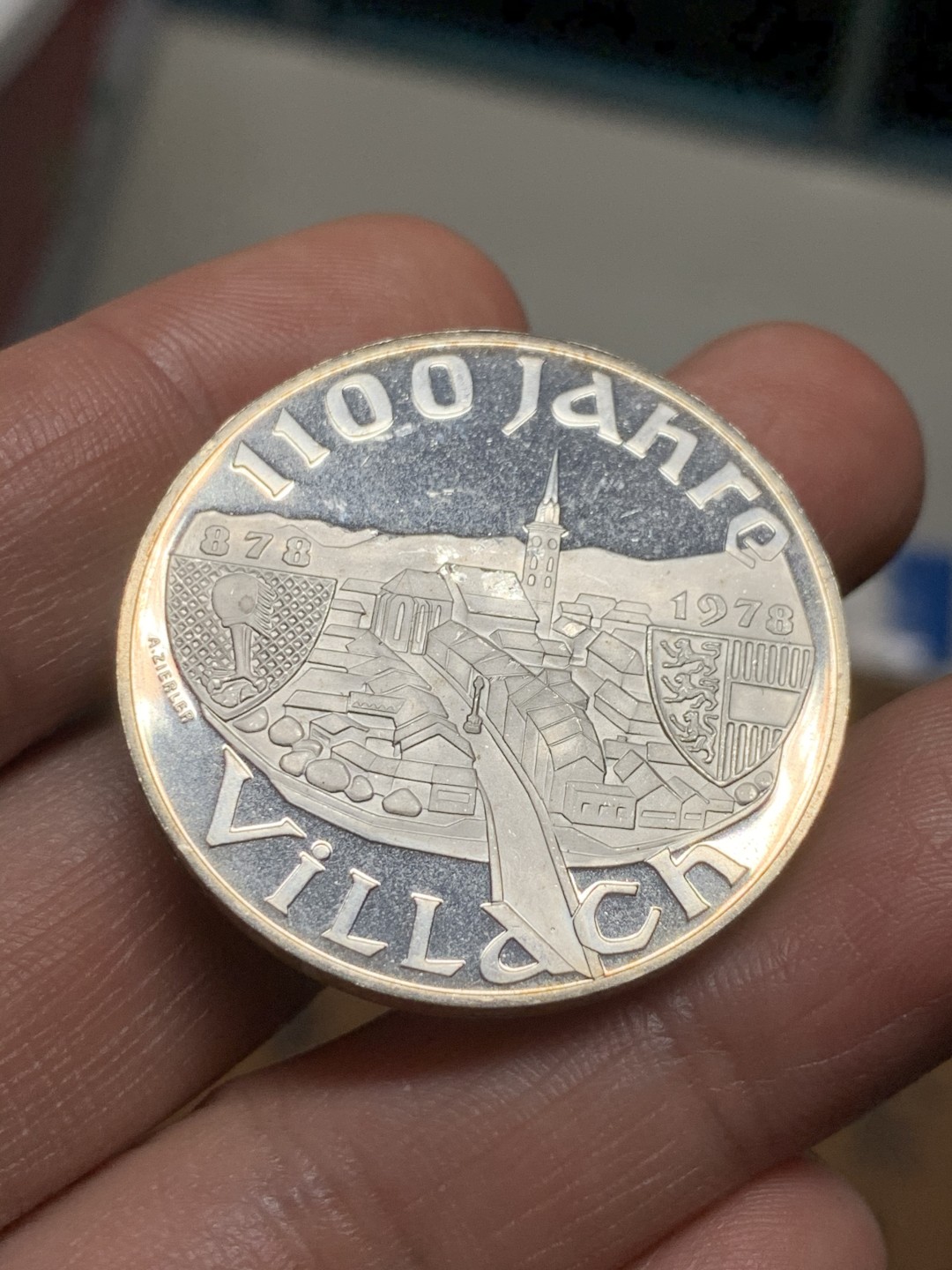 《竞宝斋》第38场-本周一 （全场顺丰包邮） 奥地利共和国 1978年 100先令 精制大银币 菲拉赫建城1100周年纪念  24克