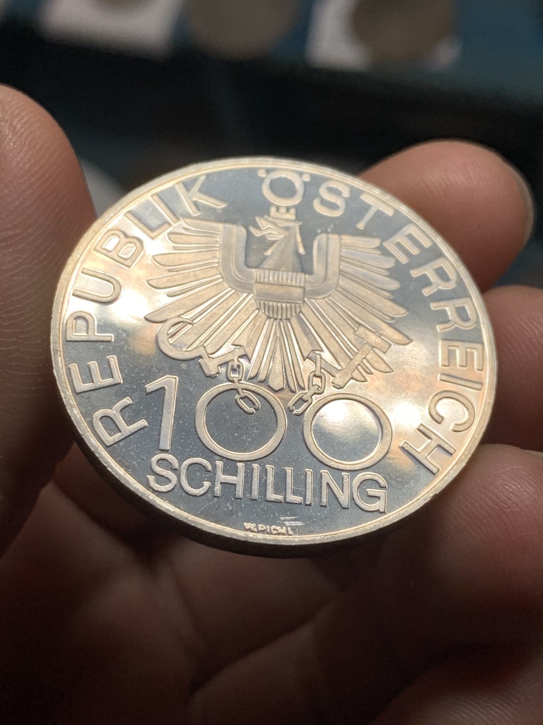 《竞宝斋》第38场-本周一 （全场顺丰包邮） 奥地利共和国 1979年 100先令 精制大银币 维也纳酒店区200周年纪念 24克