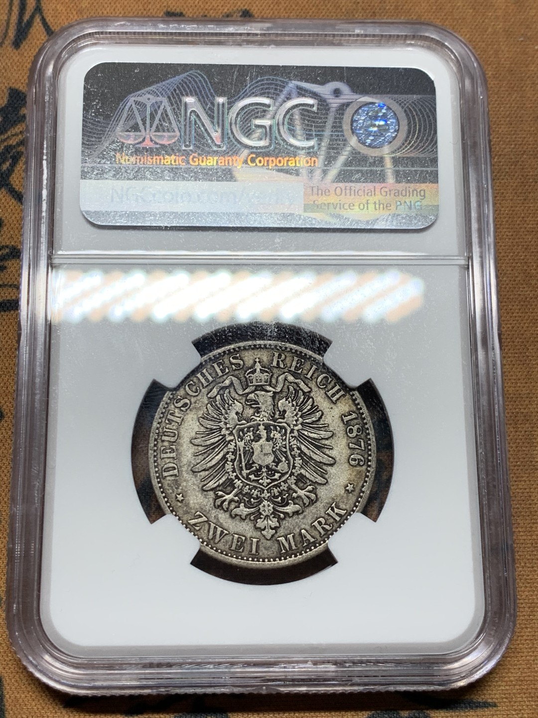 《竞宝斋》第38场-本周一 （全场顺丰包邮） 1876年 NGC XF40 德意志帝国梅克伦堡什未林公国弗里德里希弗兰茨2马克银币 极少见