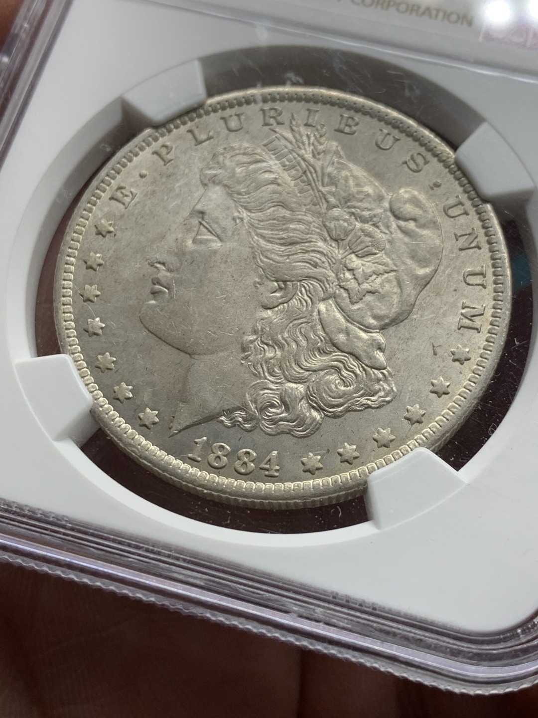 《竞宝斋》第38场-本周一 （全场顺丰包邮） NGC-MS63 美国 1884年0版 摩根银元 温润包浆 非白板银币