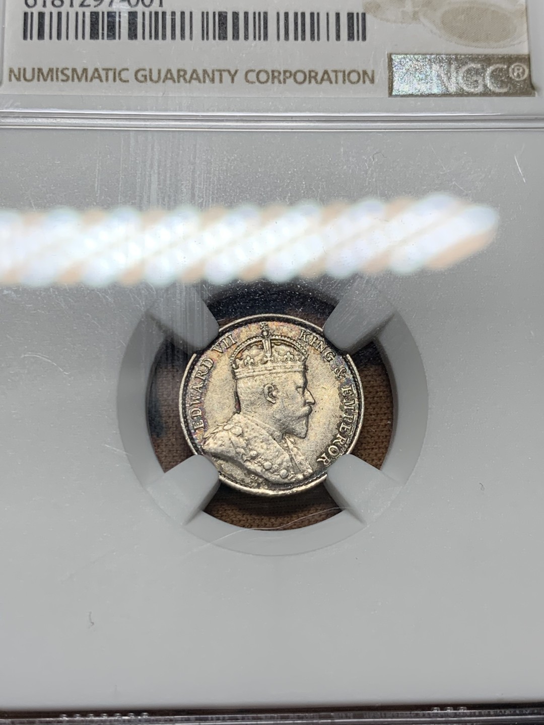 《竞宝斋》第38场-本周一 （全场顺丰包邮） ngc 严评au 香港1904年爱德华七世五仙银币