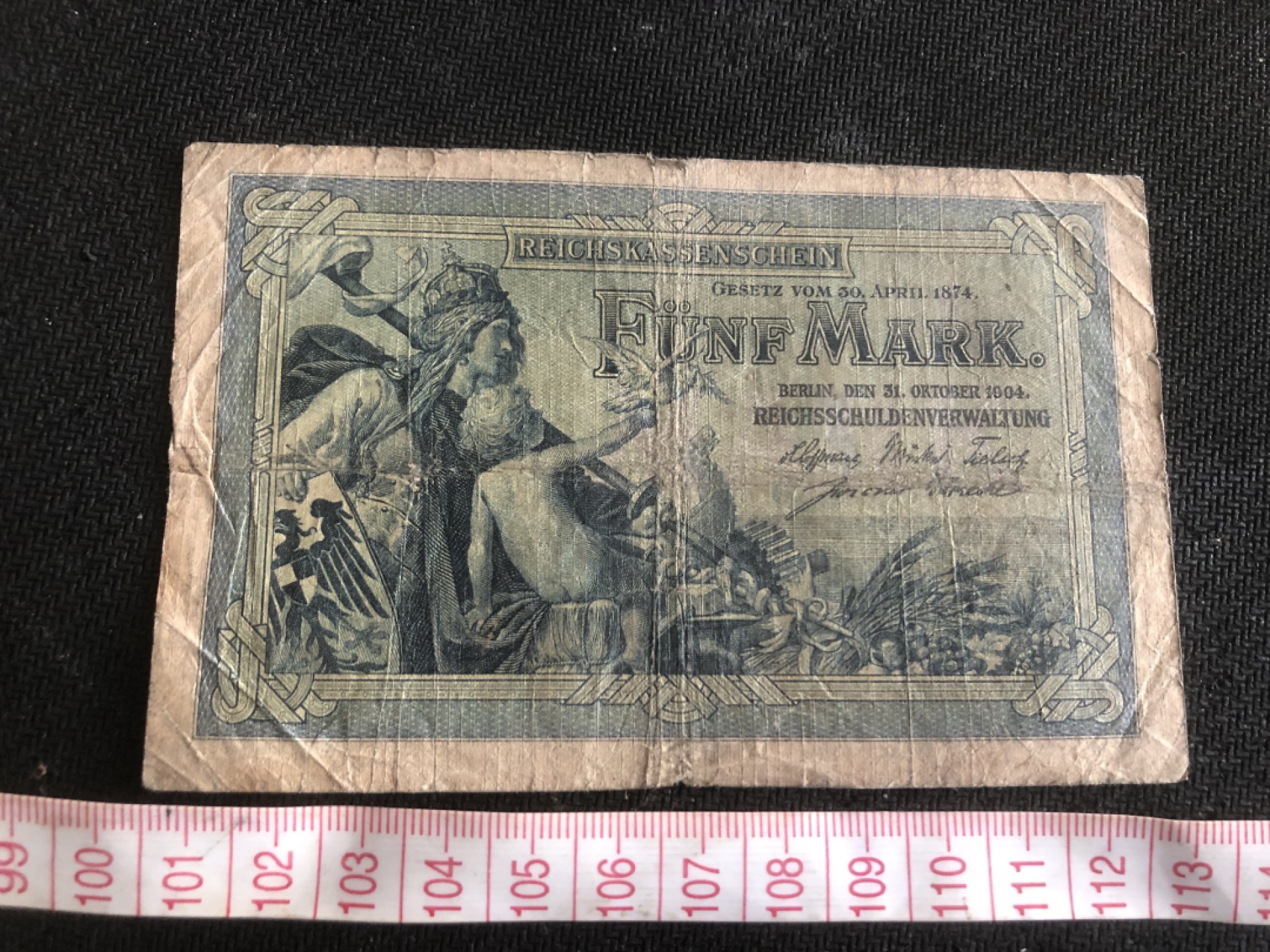 【保诚微拍】第17期  $ 纸币专场 $【自动拍卖】【全场包邮】【佣金3.99元/件】 【纸币】德国 1904年 5马克  龙。稀少版