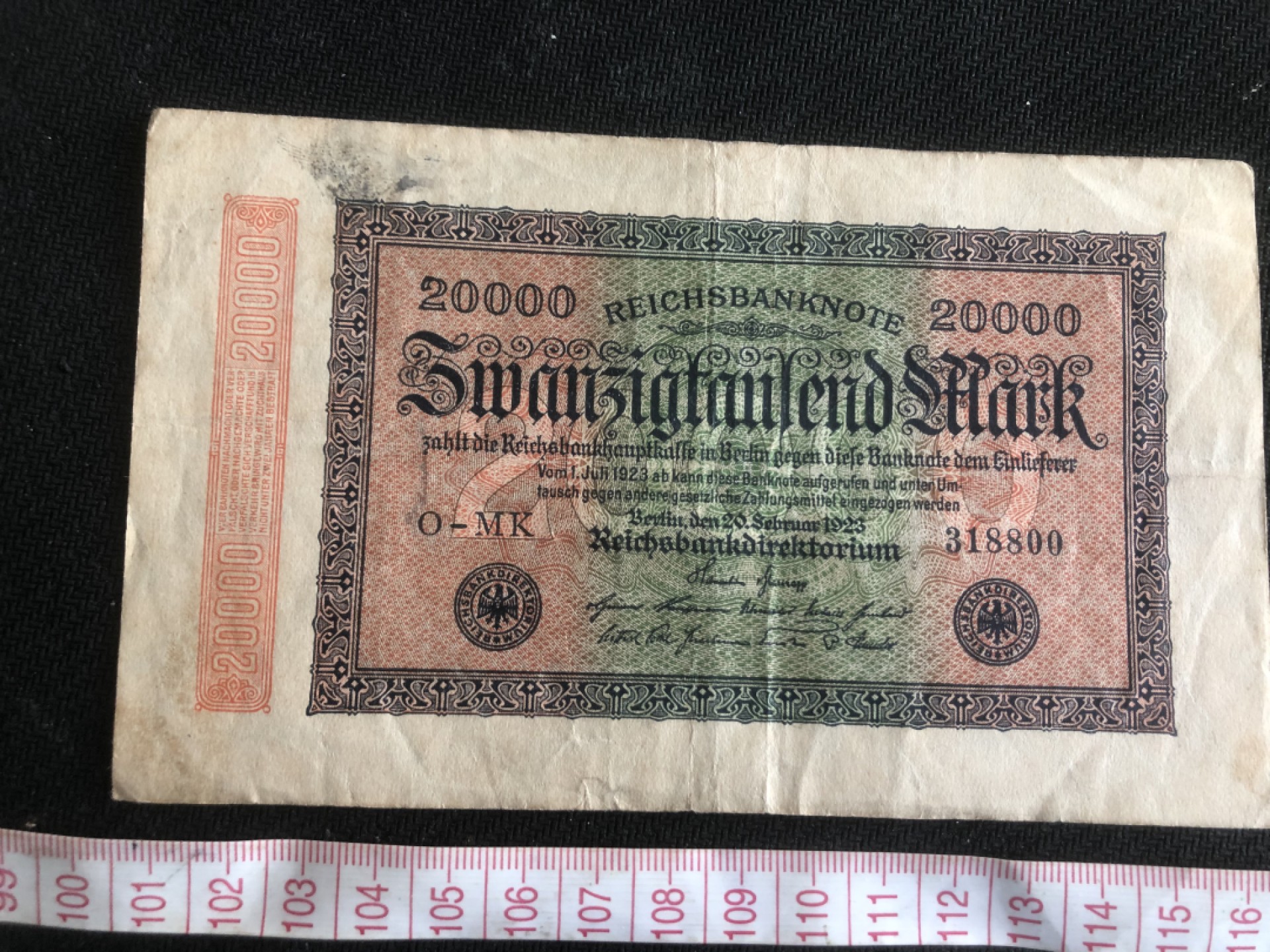 【保诚微拍】第17期  $ 纸币专场 $【自动拍卖】【全场包邮】【佣金3.99元/件】 【纸币】德国 1923年 20000马克 黑色字轨 水印2